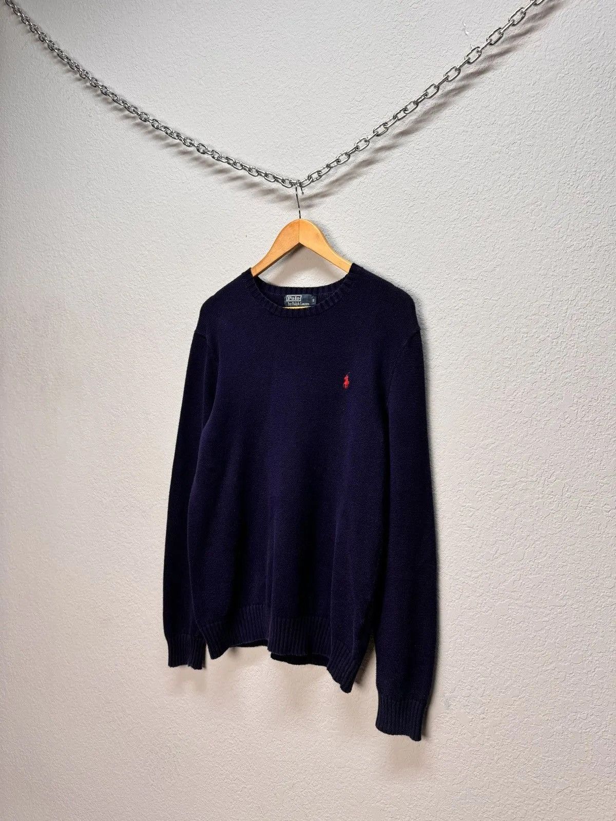 Polo Ralph Lauren × Vintage Polo Ralph Lauren Cable Knit wool blue sweater Size US M / EU 48-50 / 2 - 3 Thumbnail