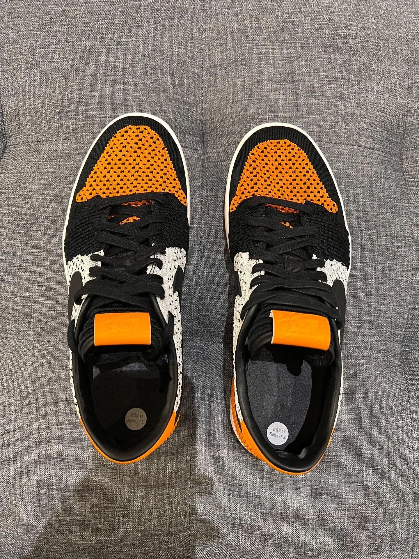 Jordan Brand aj1 low flyknit black orange sneakers. Size US 9.5 / EU 42-43 - 7 Thumbnail