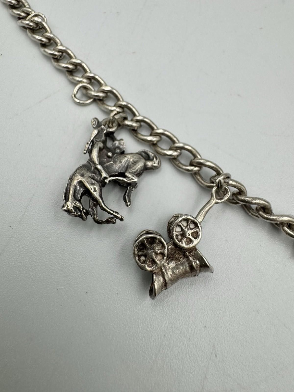 The Unbranded Brand Vintage Sterling Silver Charm Bracelet Southwestern Cowboy B Size ONE SIZE - 4 Thumbnail