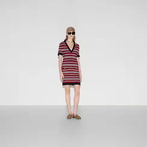 Gucci o1la5ras0526 Fine Wool Polo Dress in Multicolor Size XXL / US 16-18 / IT 52-54 - 4 Thumbnail