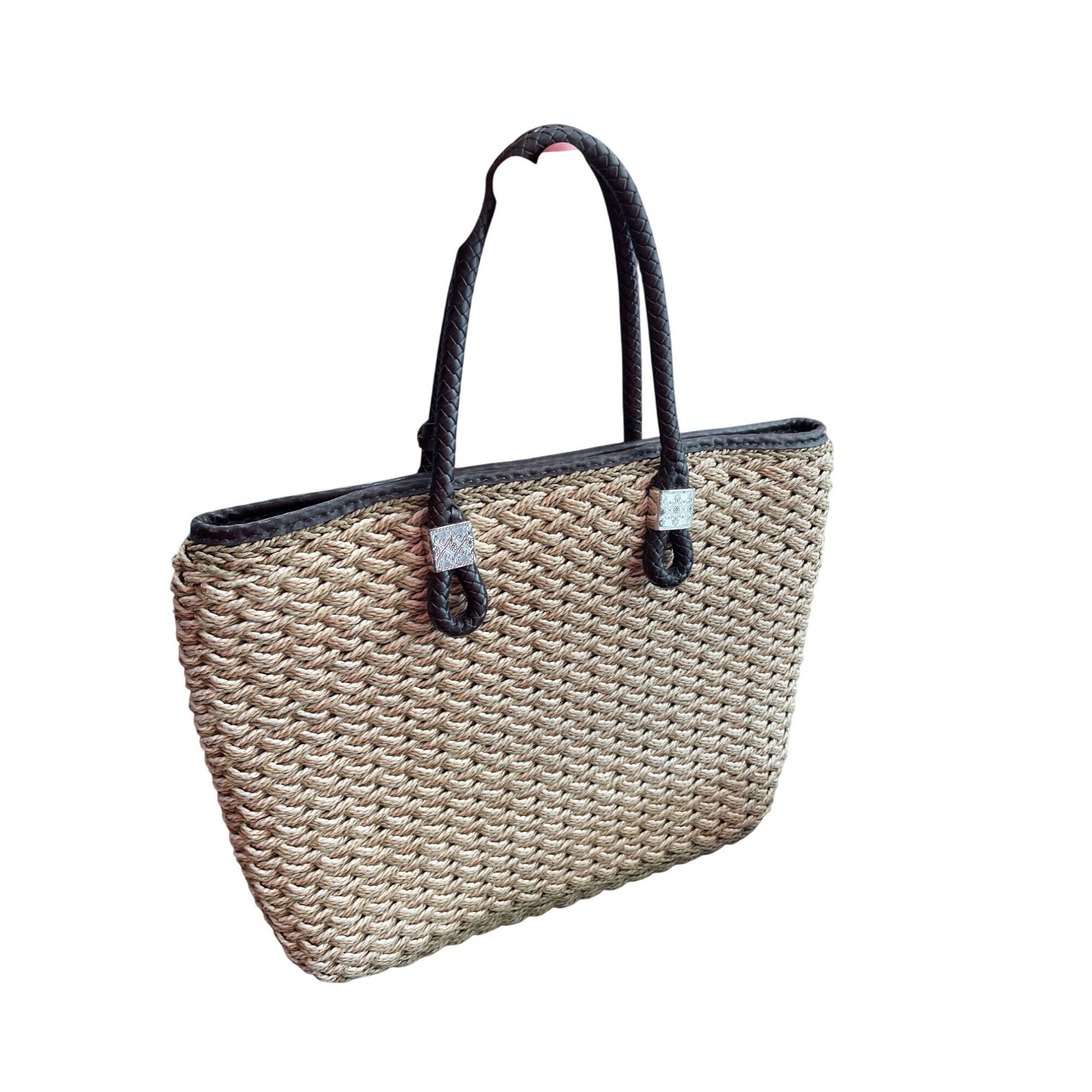 Brighton Brighton womans brown woven Straw leather charmed hand Bag S Size ONE SIZE - 11 Thumbnail