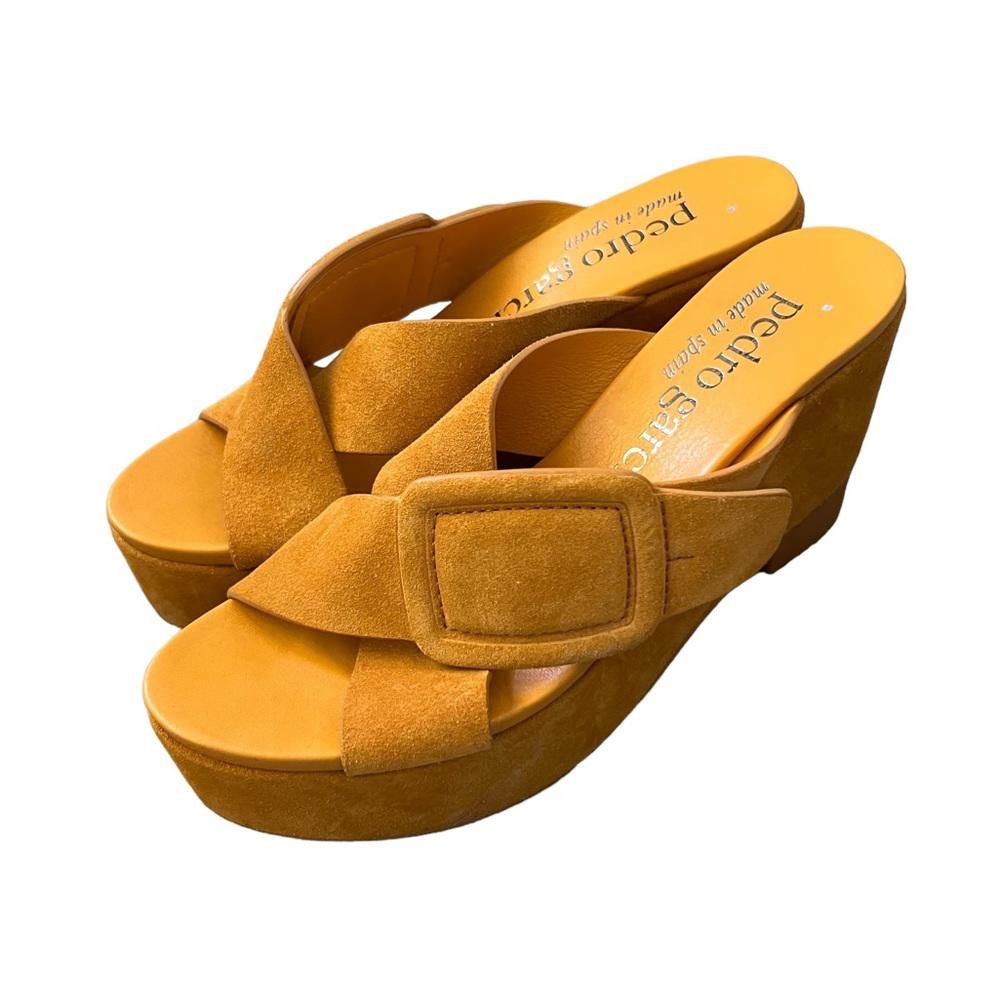 Pedro Garcia Pedro Garcia Suede Donata Wedge Sandal in Tumeric Size 9.5 Size US 9.5 / IT 39.5 - 1 Thumbnail