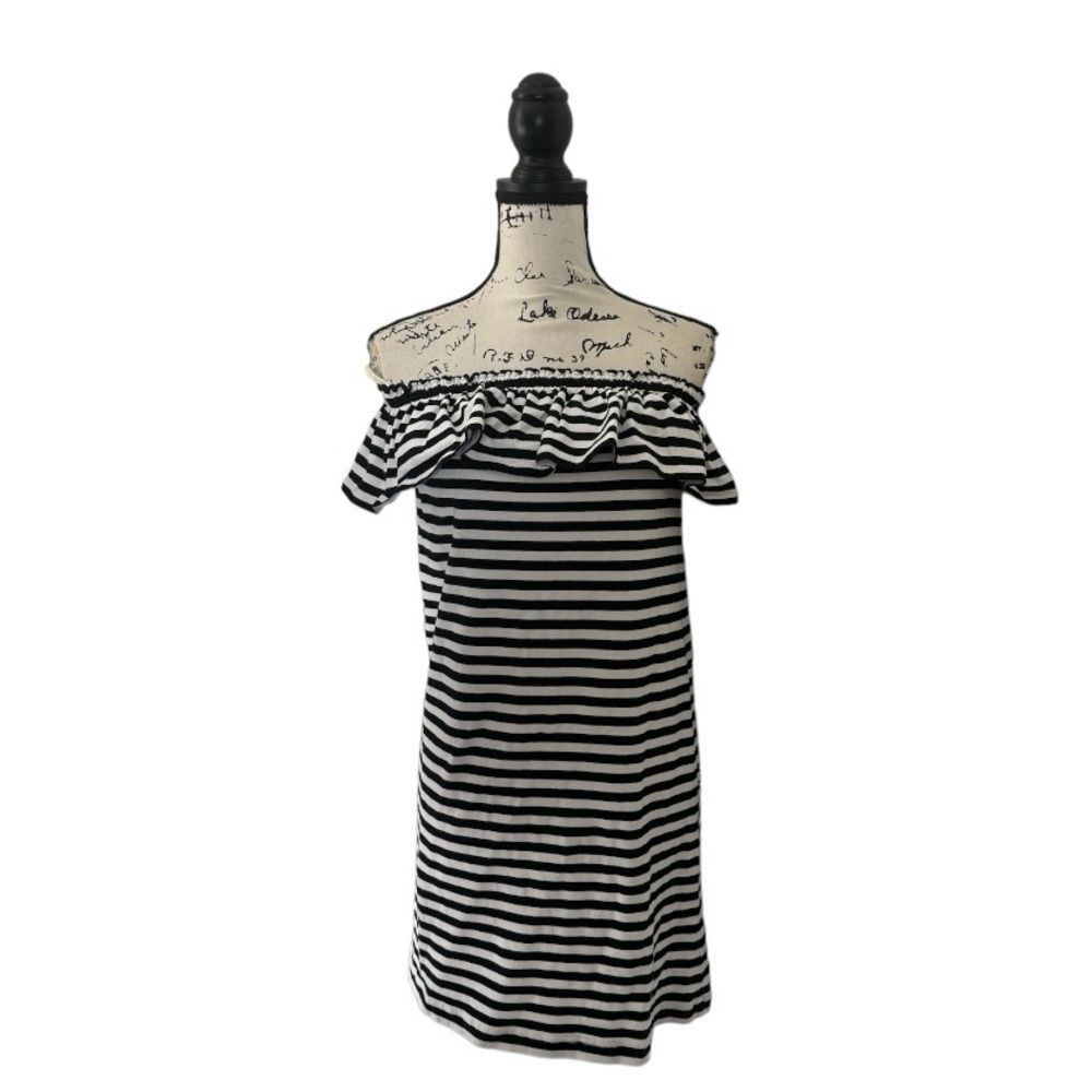 Kate Spade Kate Spade SZ S Off the Shoulder Ruffle Dress Black and Whit Size S / US 4 / IT 40 - 4 Thumbnail