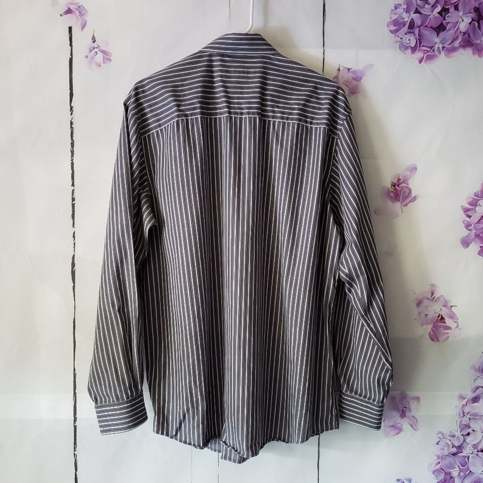 Kenneth Cole Kenneth Cole Reaction Grey Striped Button Dress Shirt L Size US L / EU 52-54 / 3 - 2 Thumbnail
