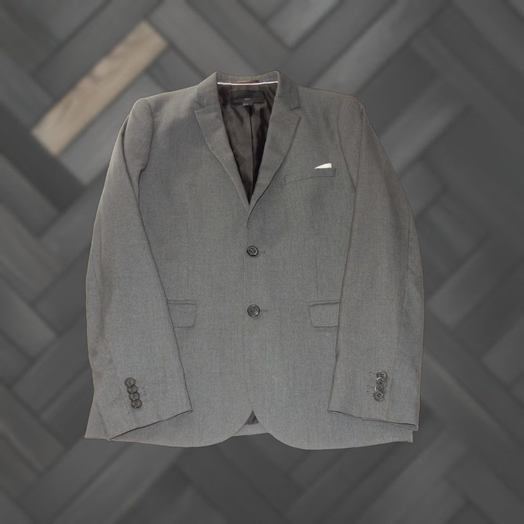 H&M H&M Blazer Shirt Jacket Men Slim Fit 38R Gray Faux Pocket Square Coat Sport Blazer Size 38R - 1 Thumbnail