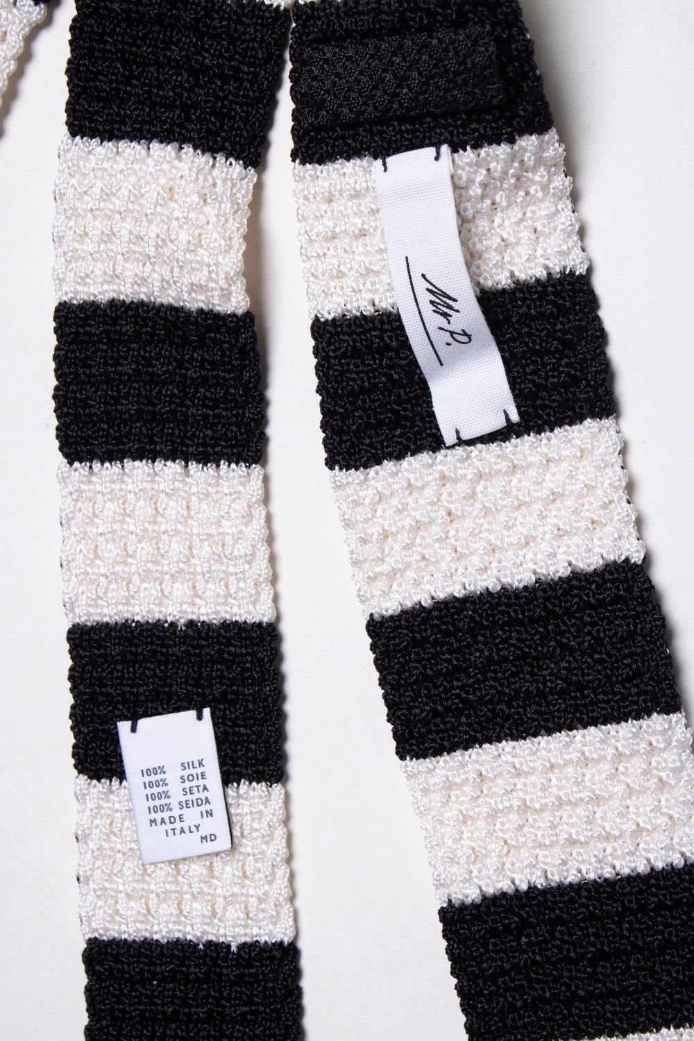 Mr P. Mr. P. Striped knitted scarf in black and white Size ONE SIZE - 2 Thumbnail