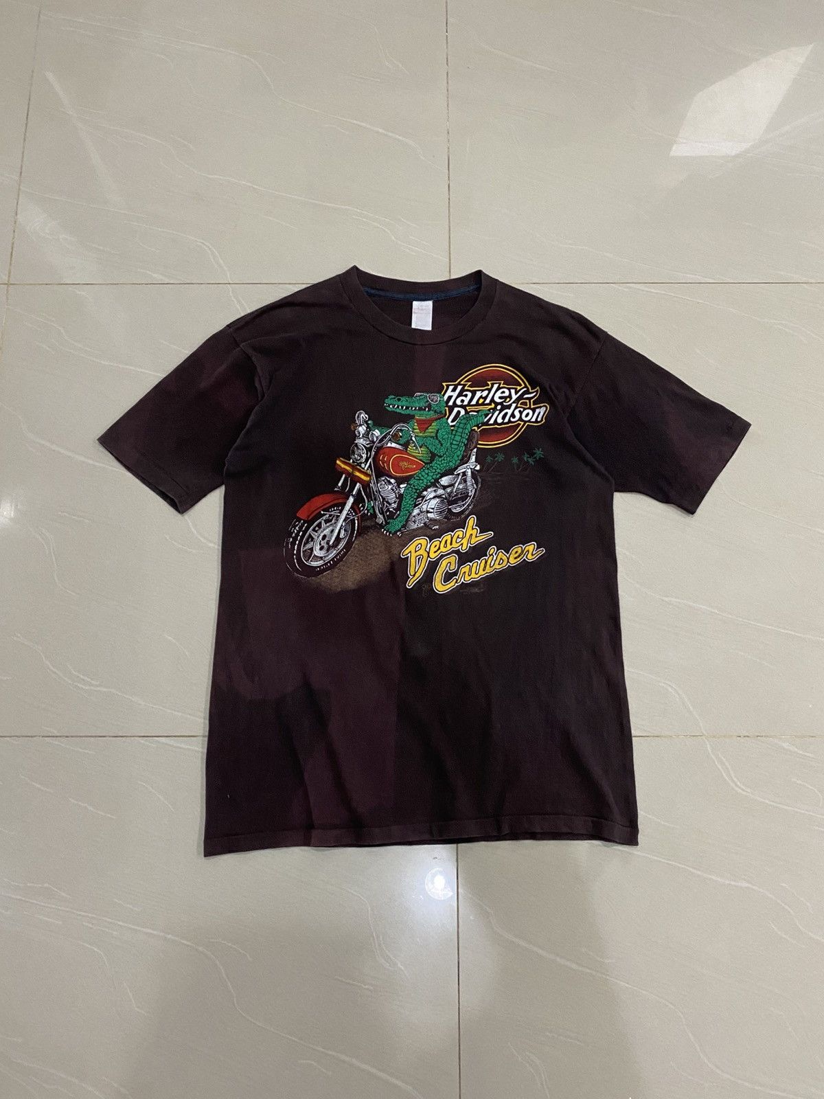 Vintage Rare 80s Harley Davidson Beach Cruiser Sun Faded Singlestitc Size US L / EU 52-54 / 3 - 1 Thumbnail