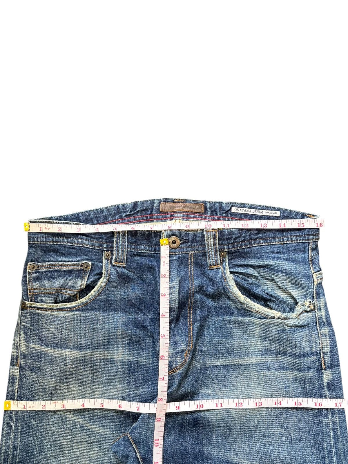 Edwin Vintage Okayama Denim Buckle Back Selvedge Distressed Jeans Size 32" / US 10 / IT 46 - 6 Thumbnail