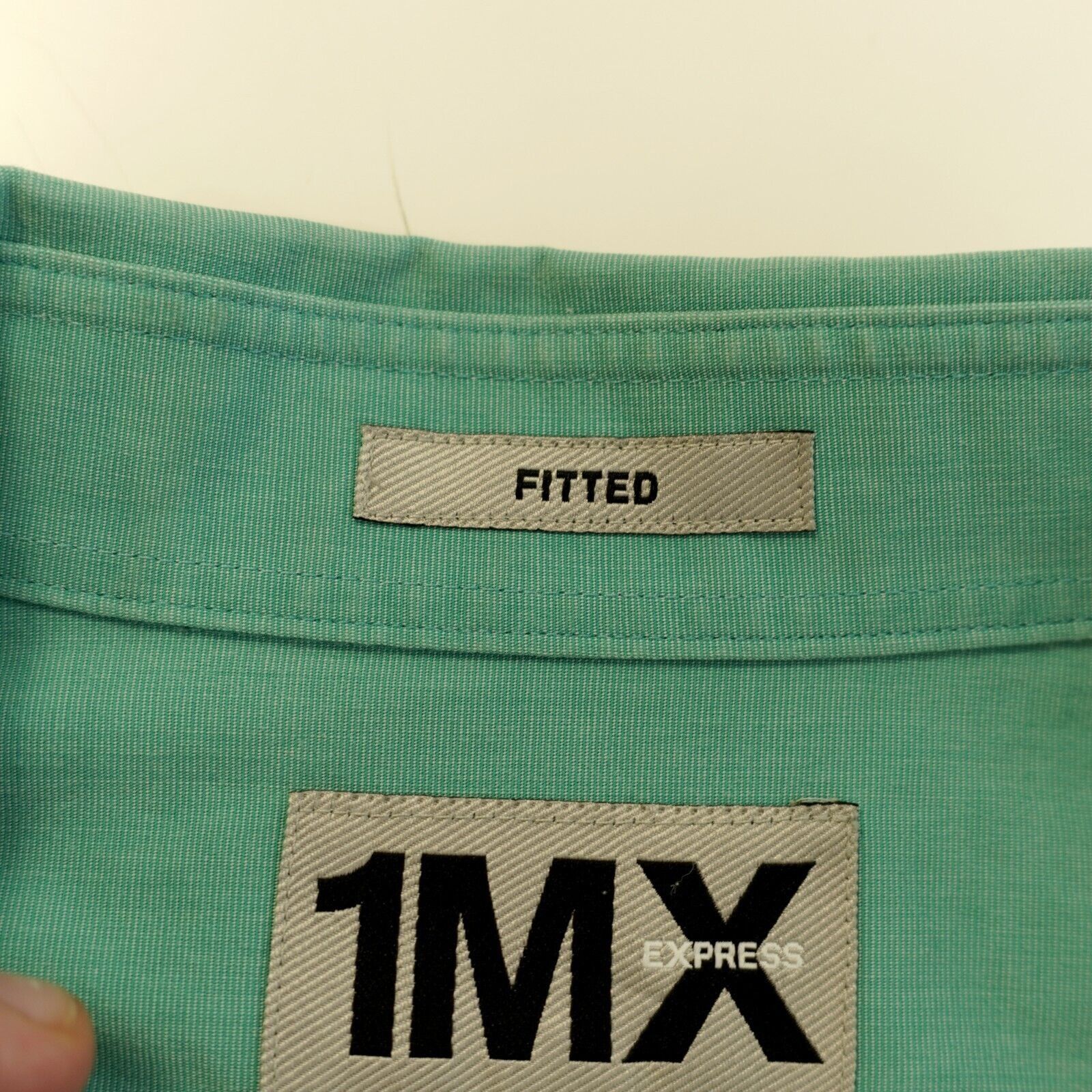 Express Express 1MX Fitted XL 17-17.5 Blue/Green Collared Dress Shir Size US XL / EU 56 / 4 - 12 Thumbnail