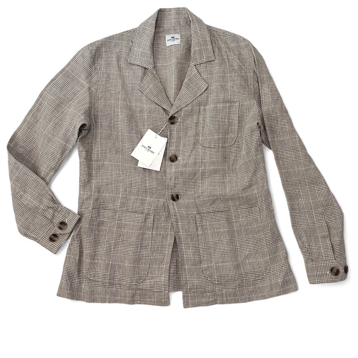 Designer John Henric 100% Linen Overshirt Jacket Shacket Plaid Size US S / EU 44-46 / 1 - 1 Thumbnail