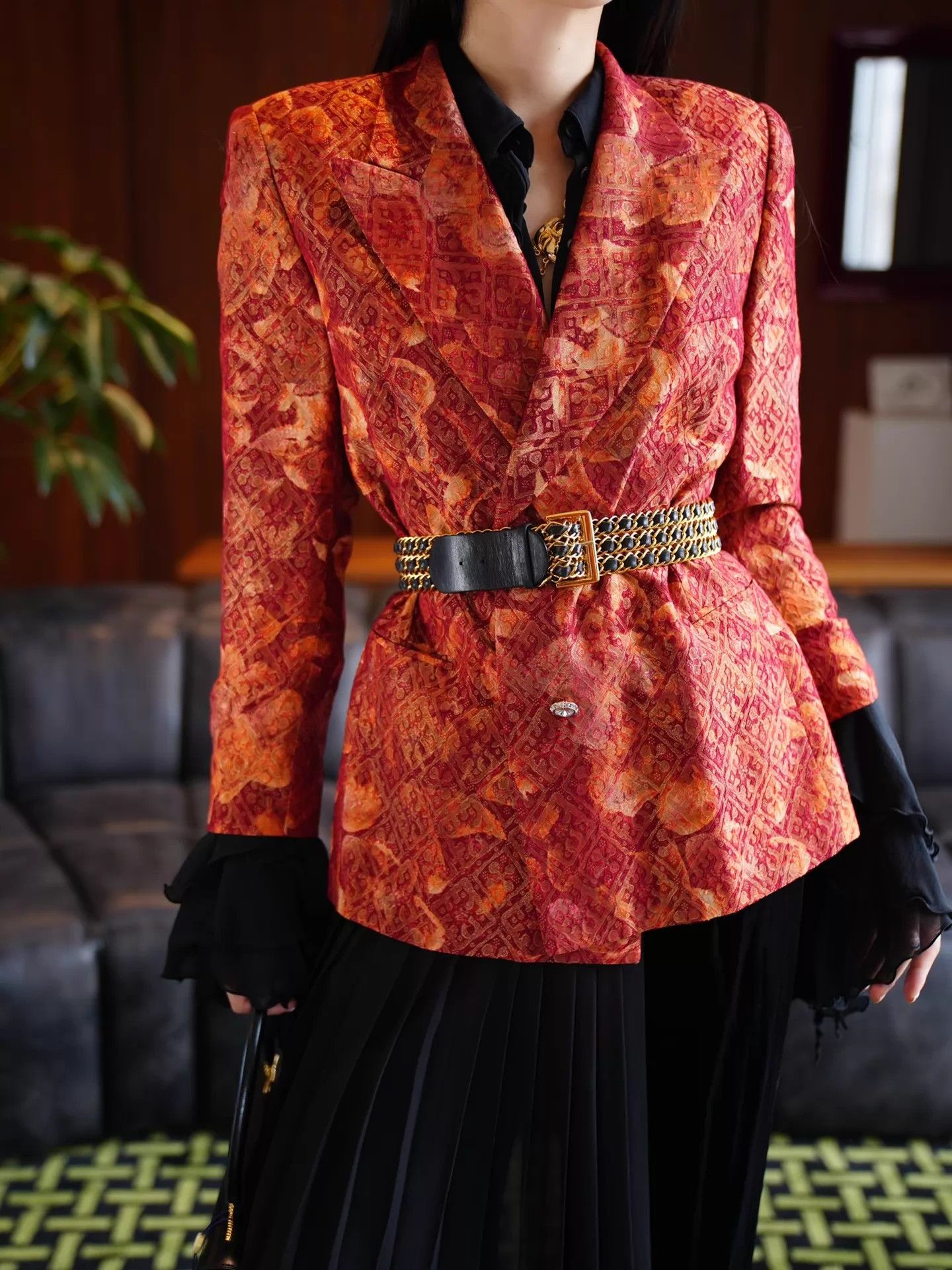Escada Escada Vintage Burnout Silk Wool Broc Gem Blazer Size M / US 6-8 / IT 42-44 - 9 Thumbnail