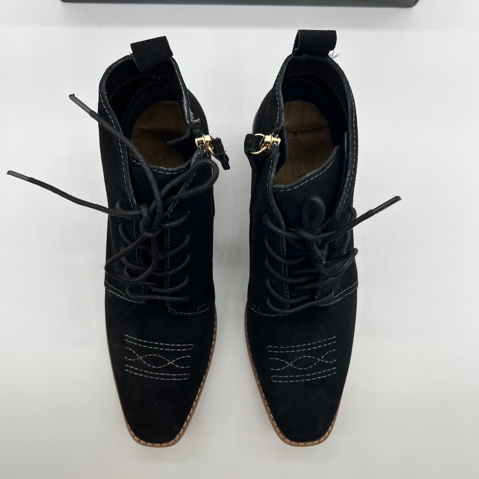 Other Suede Lace Up Ankle Boot Womens Black Heel Size 6.5 M Size US 6.5 / IT 36.5 - 5 Thumbnail
