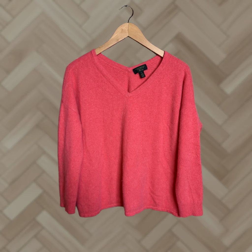 Charter Club Charter Club Pink Cashmere Sweater Women's L V-Neck Knit Pullover Casual Size L / US 10 / IT 46 - 1 Thumbnail