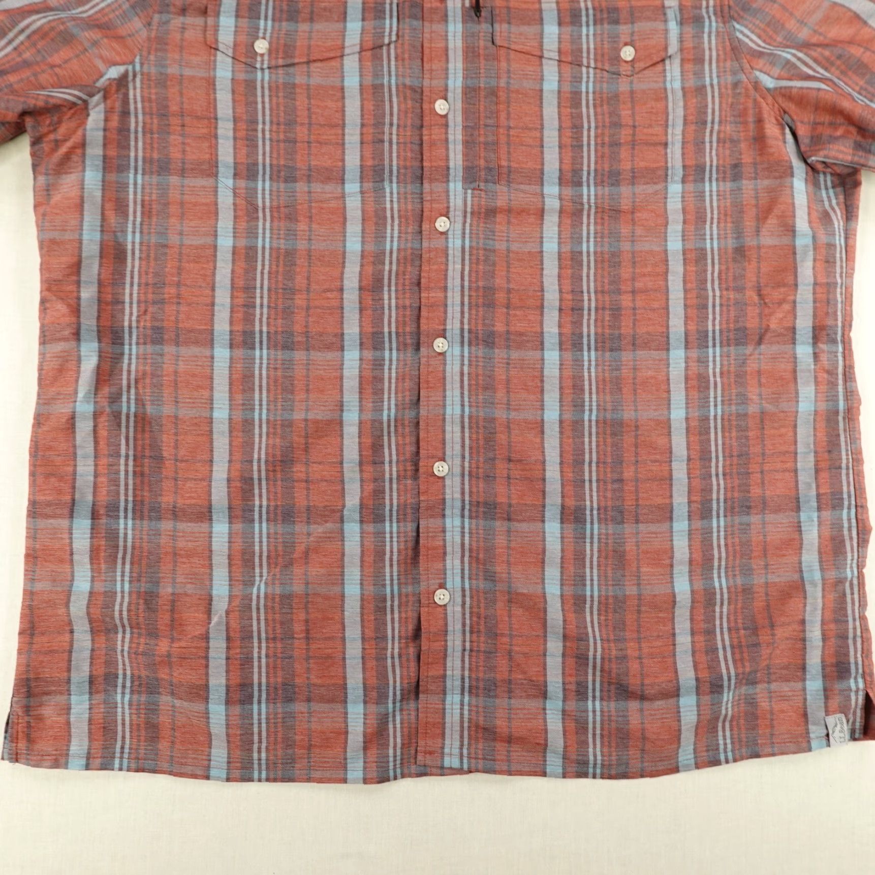 Vintage VINTAGE LL Bean Shirt Mens XL Orange Blue Plaid Button Up Short Sleeve Pockets Workwear Size US XL / EU 56 / 4 - 3 Thumbnail