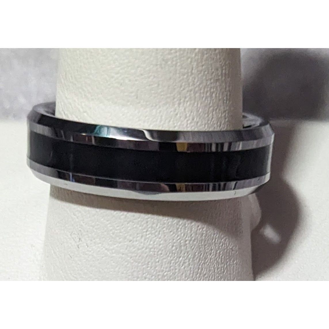 Other JFSG Tungsten Carbide Black And Silver Men's Wedding Ring 7m Size ONE SIZE - 6 Thumbnail