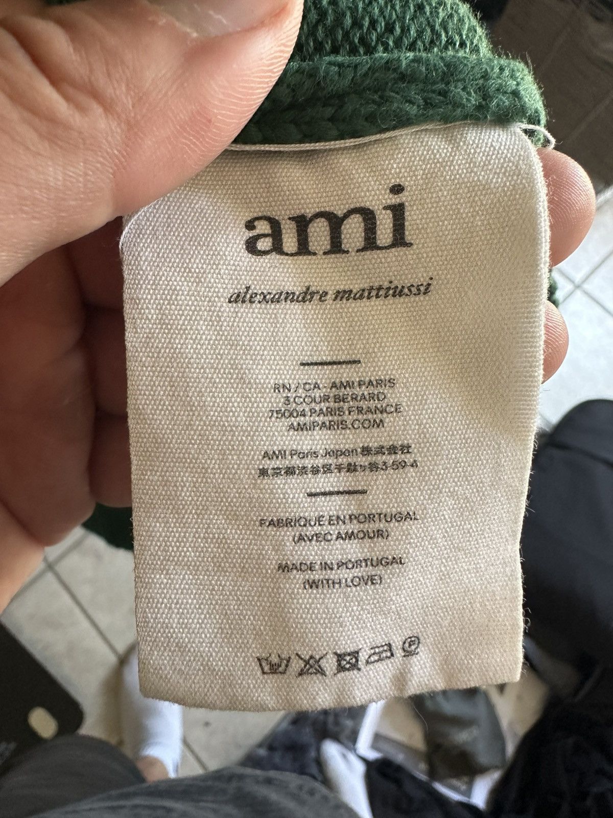 AMI AMI Men’s Green Knit Crewneck Pullover Sweater Red Logo Size US M / EU 48-50 / 2 - 5 Thumbnail