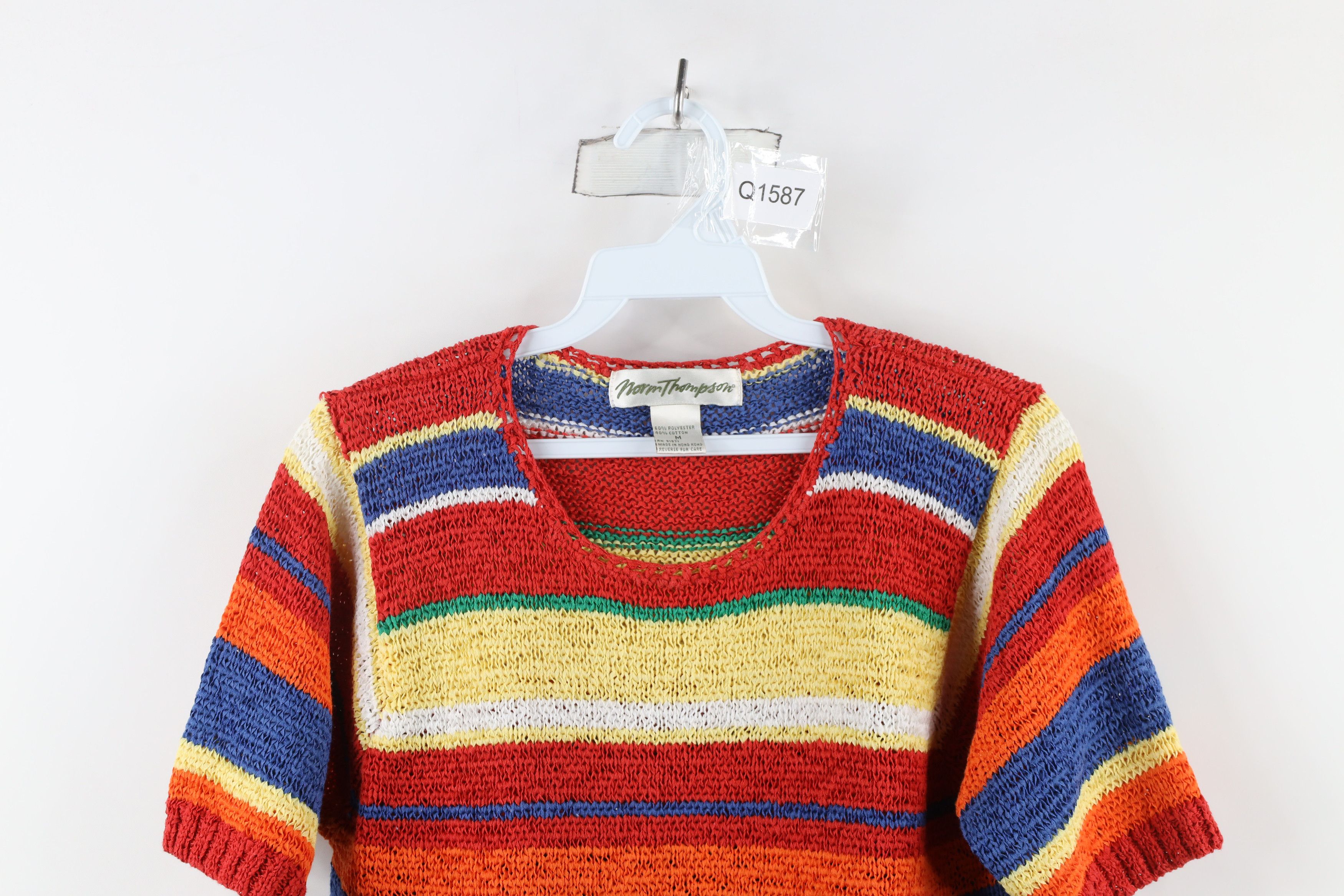 Vintage Vintage 90s Streetwear Striped Knit Short Sleeve Sweater Size M / US 6-8 / IT 42-44 - 2 Thumbnail