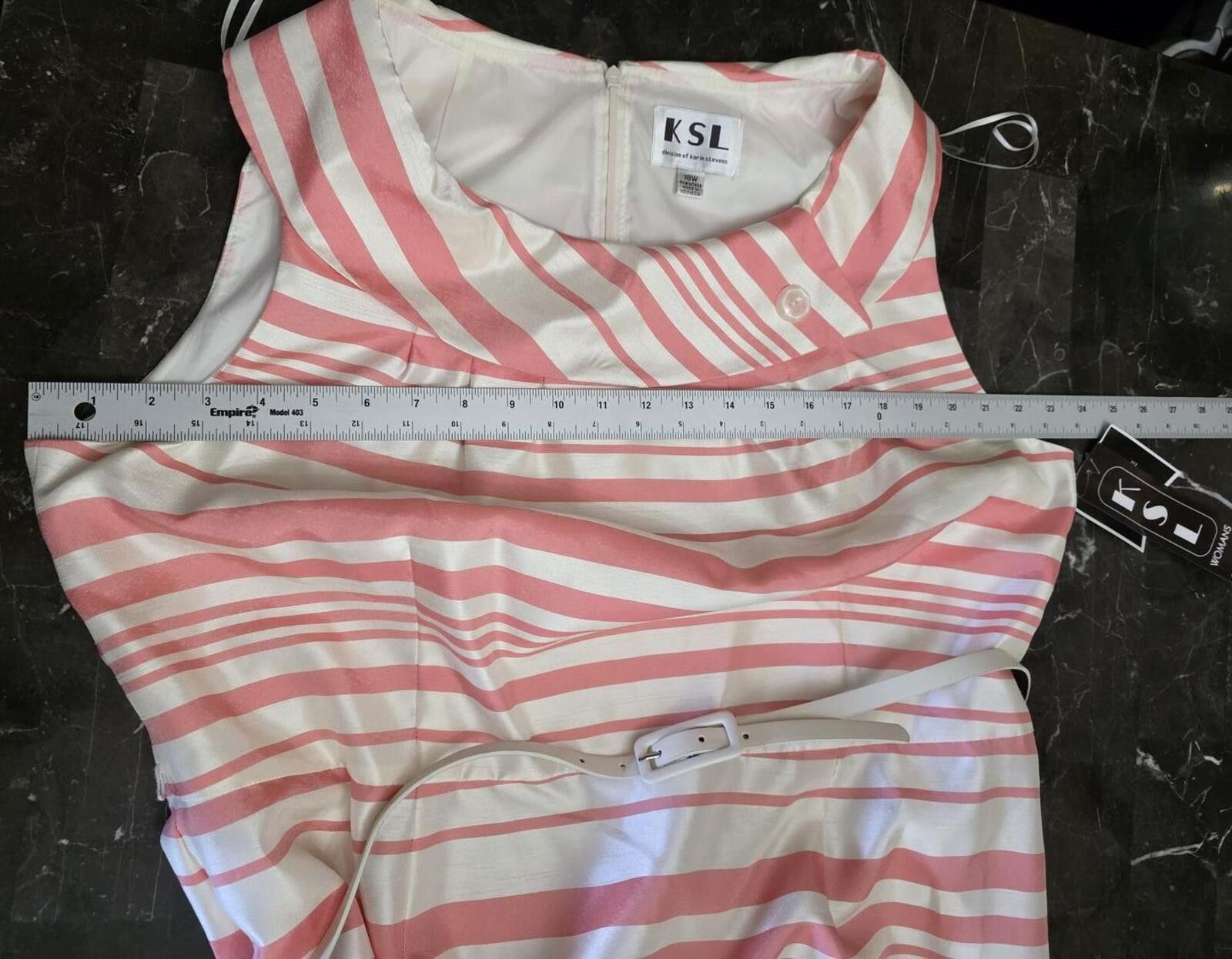 Other KSL Coral Pink Striped Sleeveless Dress Sz 18W Belted Spring Size XXL / US 16-18 / IT 52-54 - 8 Thumbnail