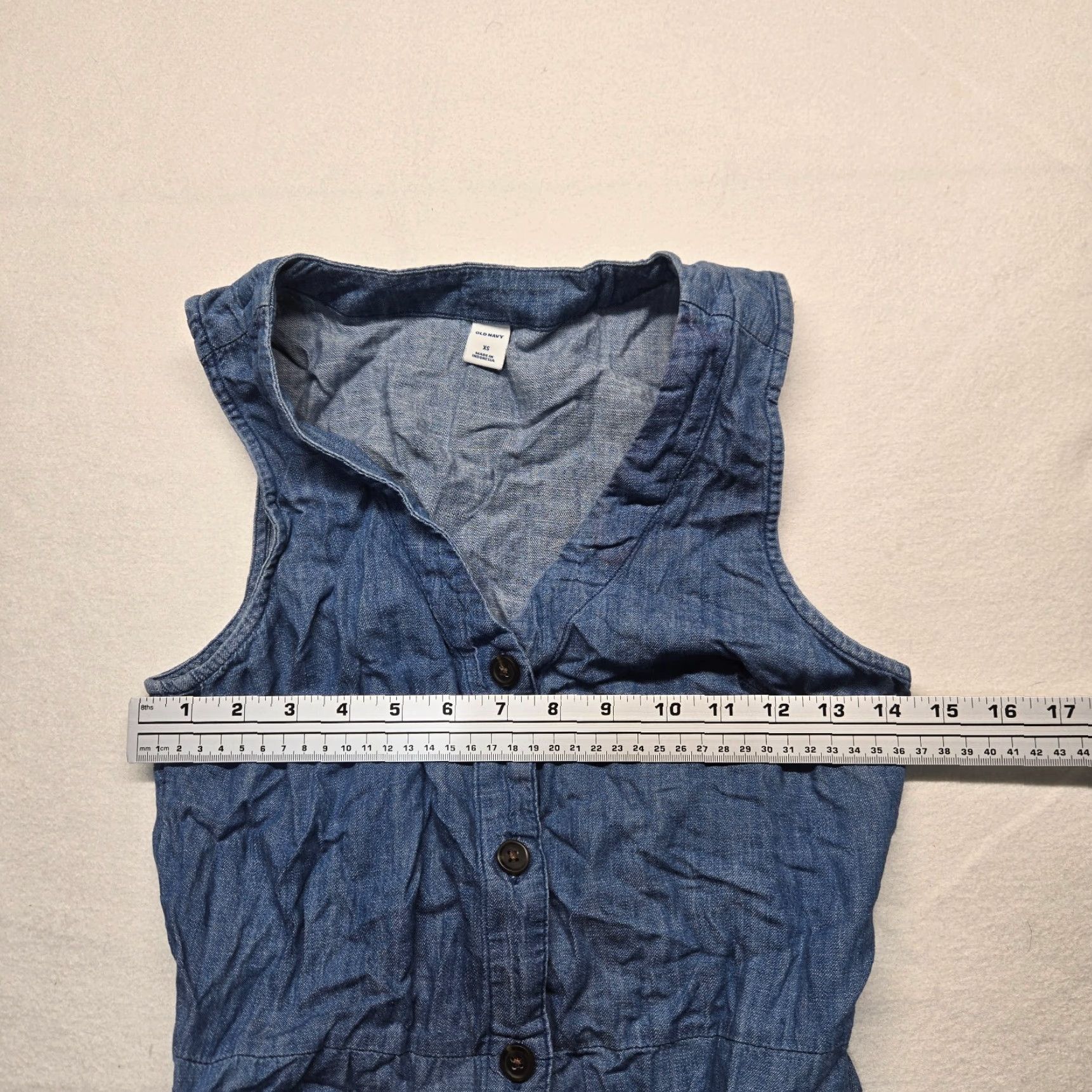 Old Navy VINTAGE Old Navy Denim Shirt Dress Solid Blue Sleeveless Knee Length Adult Women XS Size XS / US 0-2 / IT 36-38 - 4 Thumbnail