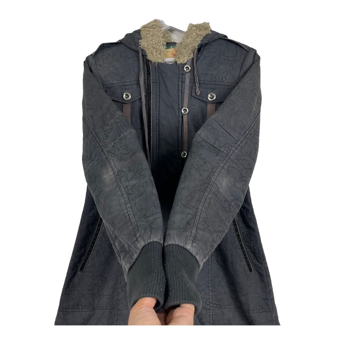 Billabong 💥BILLABONG DENIM WINTER FUR HOODIE JACKET Size M / US 6-8 / IT 42-44 - 6 Thumbnail