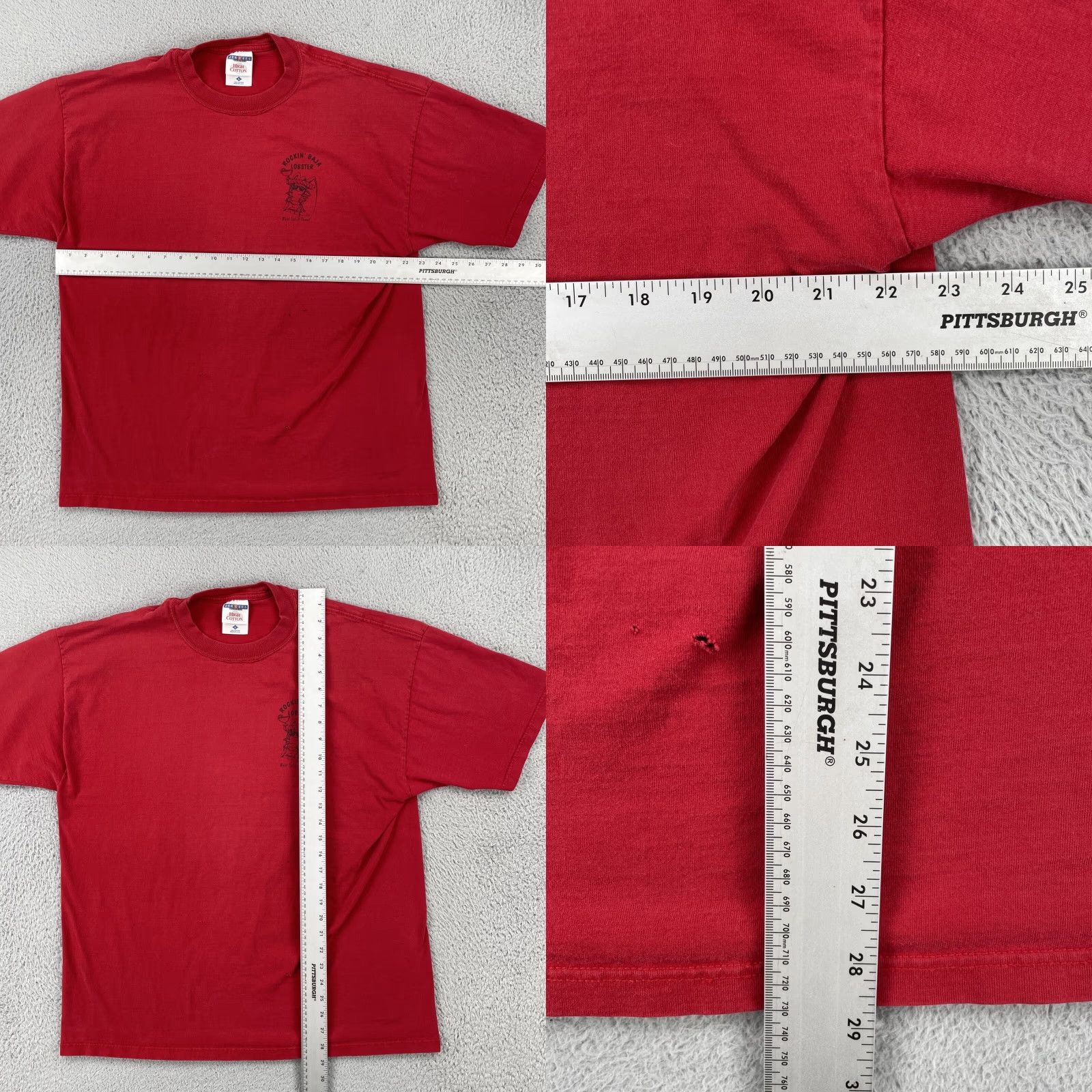 Jerzees VINTAGE Jerzees T-Shirt Red Large Distressed 90s California Rockin Baja Lobster Men’s Short Sleeve Crew Neck Shirt Size US L / EU 52-54 / 3 - 9 Thumbnail
