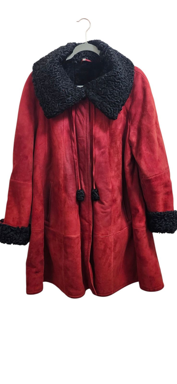 Other Vintage Suede Coat with Black Fur Trim Winter Jacket Size L / US 10 / IT 46 - 6 Thumbnail