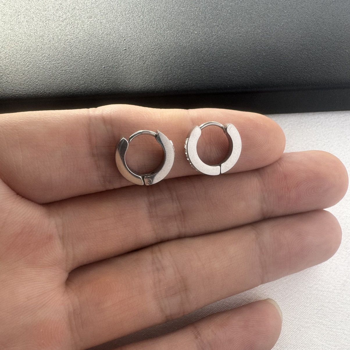 Other CZ Small Silver Hoop Earrings for Men Women Unisex Style Size ONE SIZE - 5 Thumbnail