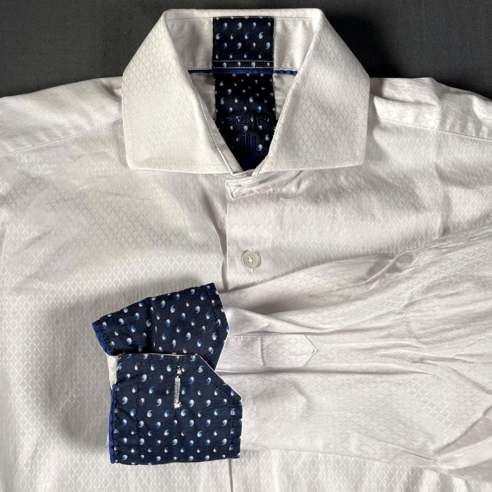 Vintage Visconti Black Shirt Mens Small White Patterned Long Sleeve Contrast Cuffs Size US S / EU 44-46 / 1 - 2 Thumbnail