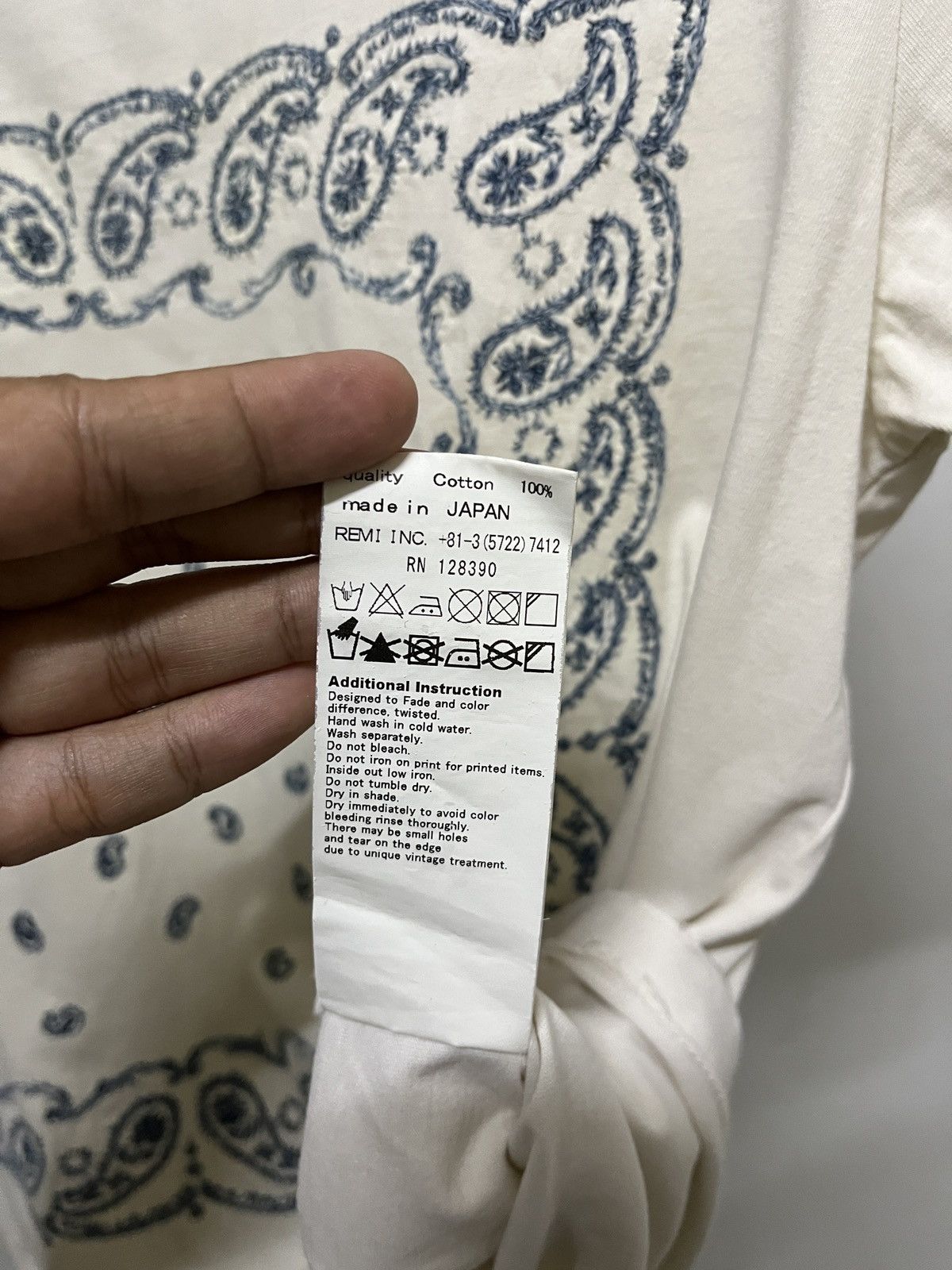 Remi Relief Special Process Indigo Embroidered Bandana Paisley Size M / US 6-8 / IT 42-44 - 14 Thumbnail