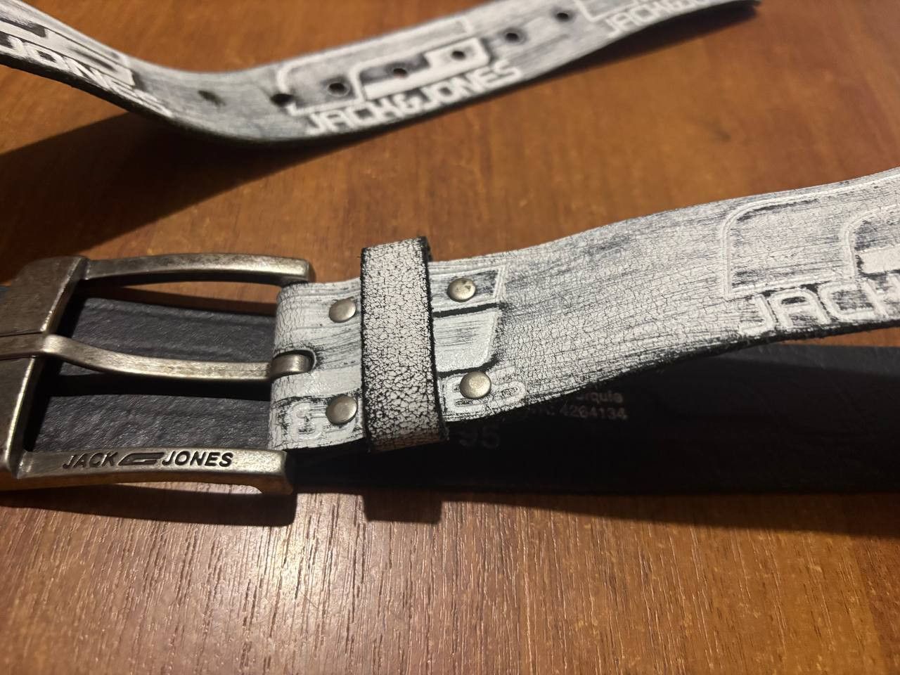 Jack & Jones Jack & Jones Logo Leather Belt – Distressed Grey – Size 95 Size 32 - 10 Thumbnail