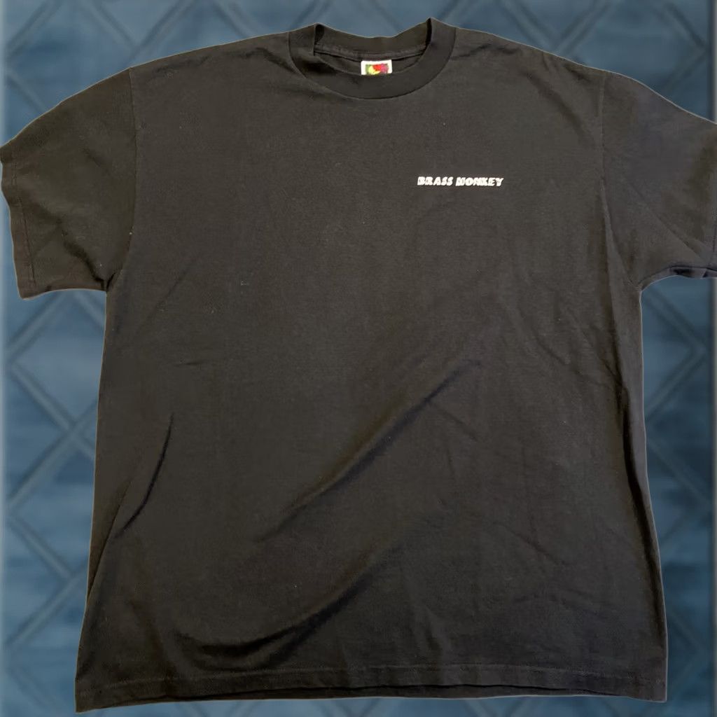 Fruit Of The Loom VINTAGE BRASS MONKEY T-Shirt XL Double-Sided Black Mens Graphic Print LA VERNIA, TX RARE NWOT Size US XL / EU 56 / 4 - 1 Thumbnail