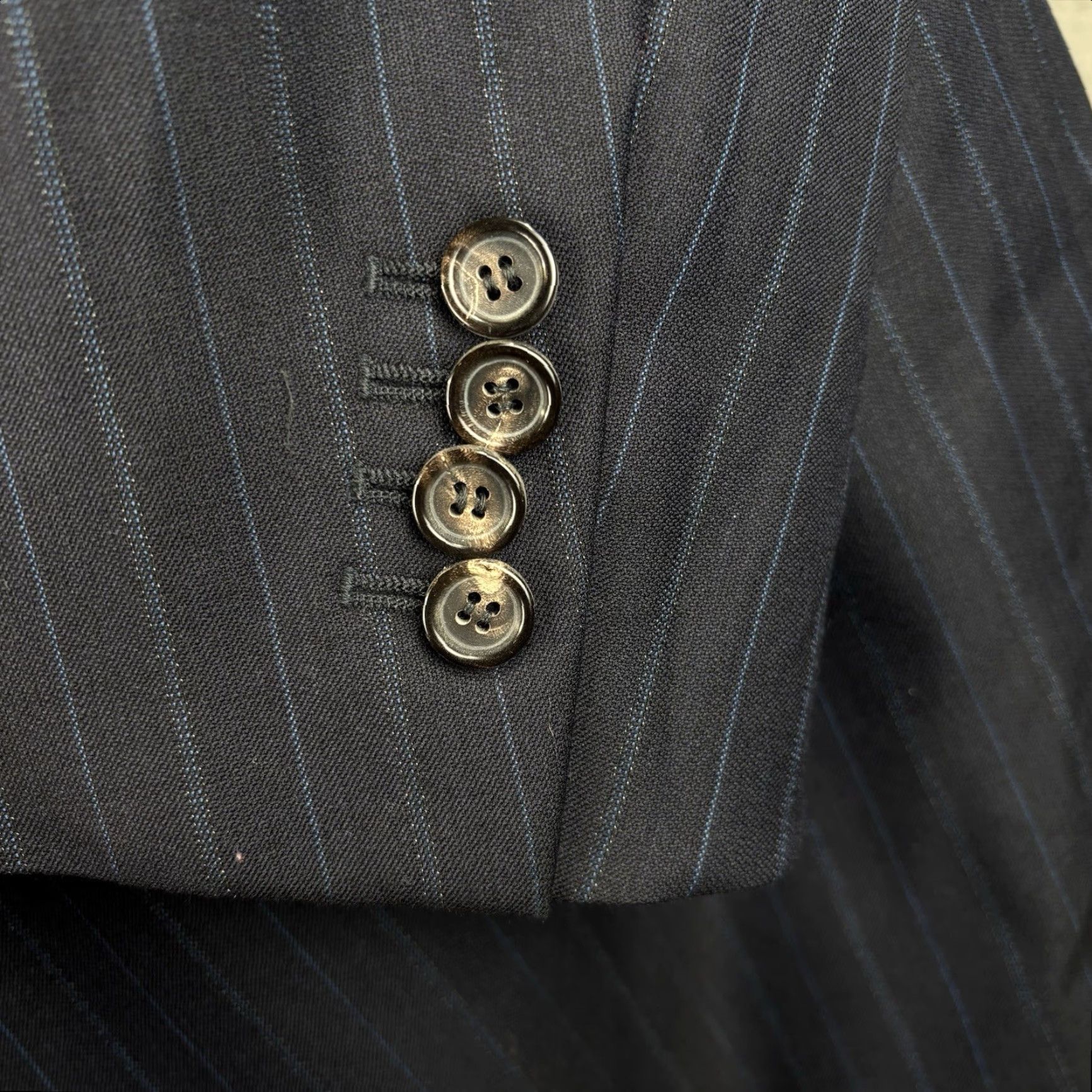 Pal Zileri Pal Zileri Loro Piana Blazer 44L Navy Pinstripe Wool Italy Blazer Men 44 Long Notch Lapel Double-Vented Wool Italy Blazer, Dry Clean Only, Brown? Size 44R - 4 Thumbnail