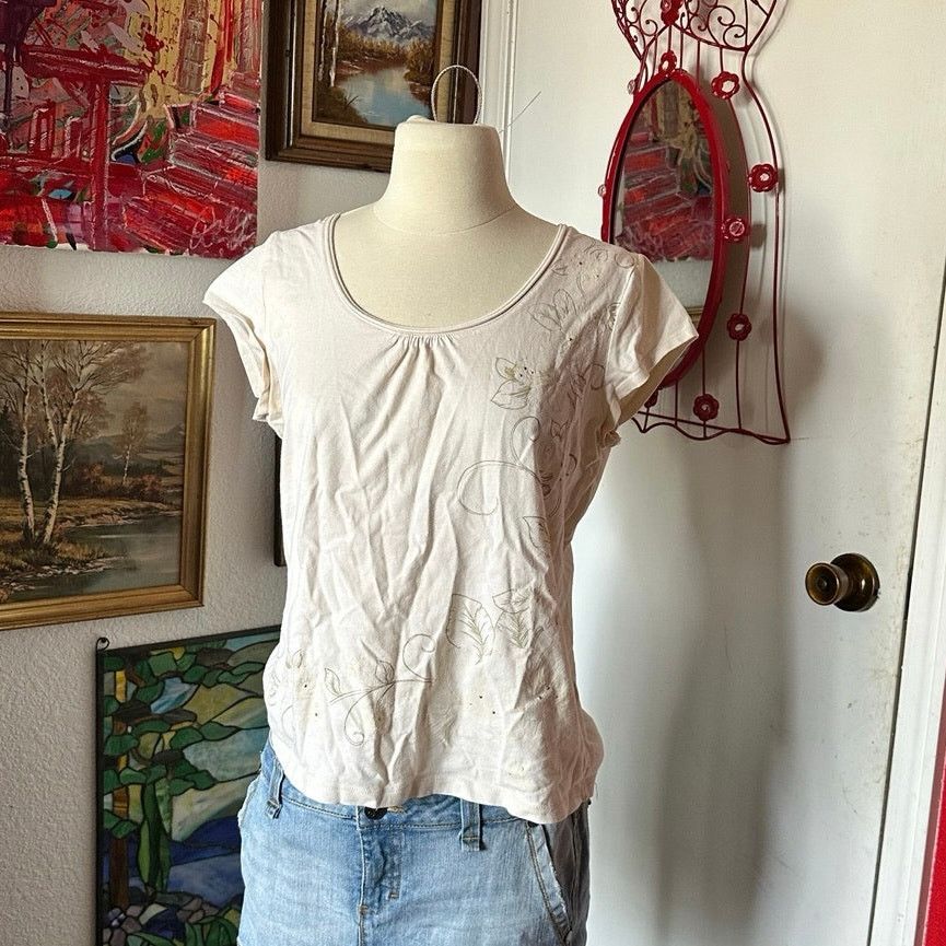 High Sierra high sierra cream white short sleeve floral graphic shirt Size L / US 10 / IT 46 - 1 Thumbnail