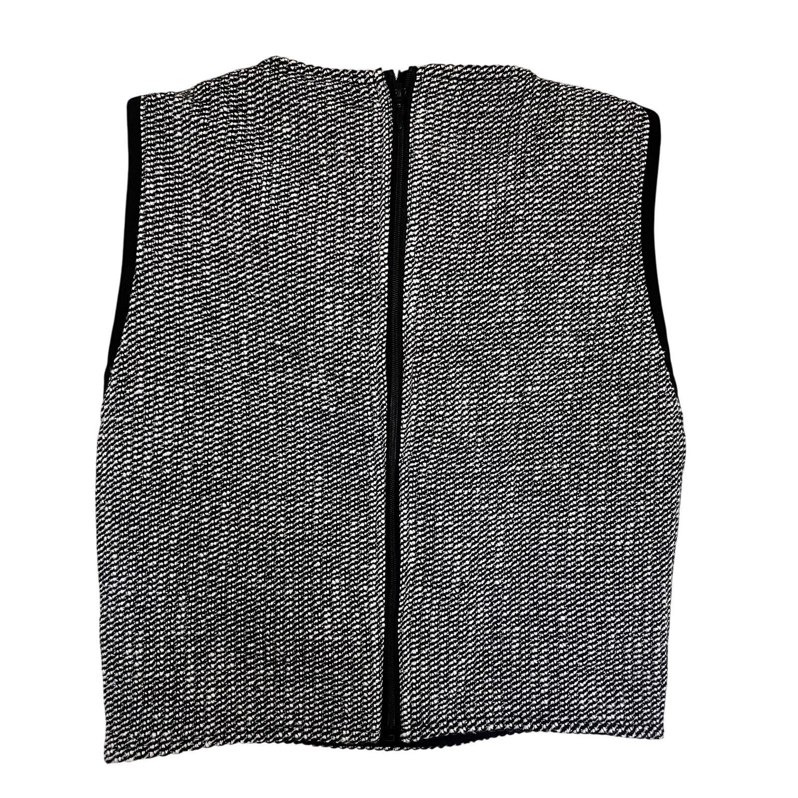 Maje Maje Larza Black White Jacquard Sleeveless Cropped Top NWT Size S / US 4 / IT 40 - 4 Thumbnail