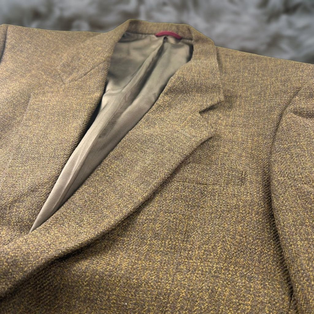 Hart Schaffner Marx Hart Schaffner & Marx Men's Blazer 100% Wool Tweed Brown 2-Button 41R Size 42R - 1 Thumbnail