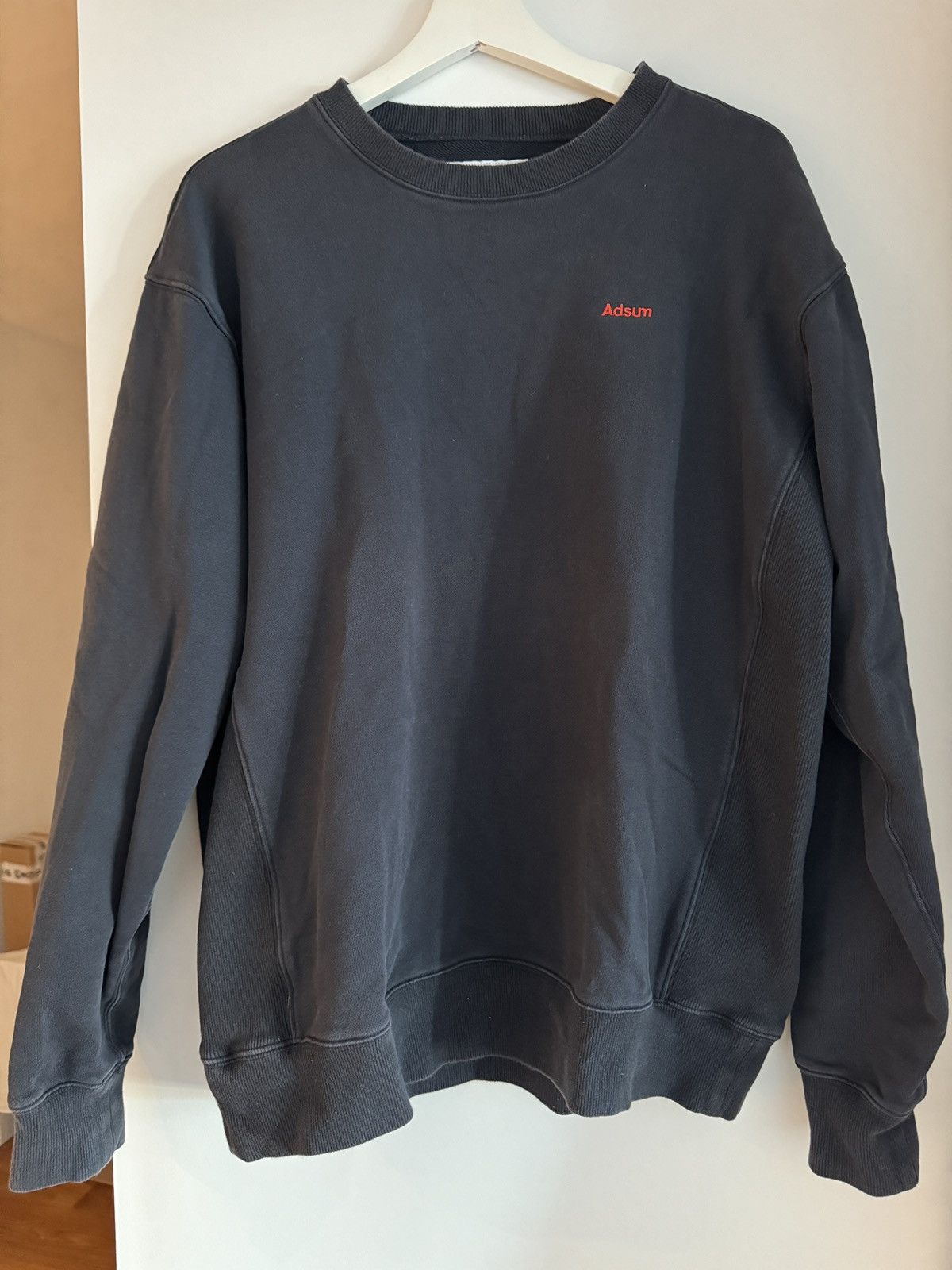 image of Adsum Washed Black Logo Crewneck - Large, Men's