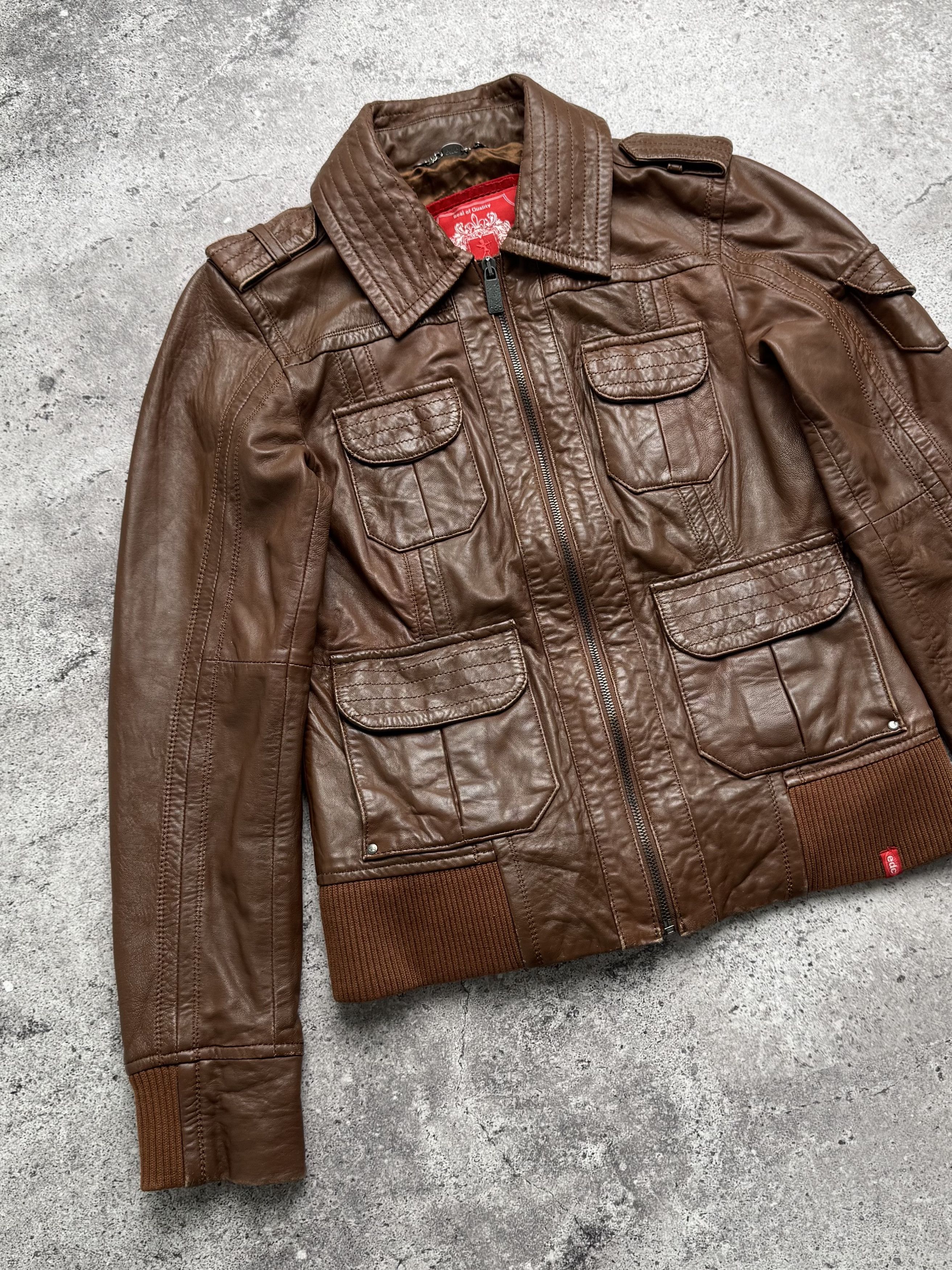 Vintage Vintage Cropped Leather Jacket C2(V491) Size M / US 6-8 / IT 42-44 - 2 Thumbnail