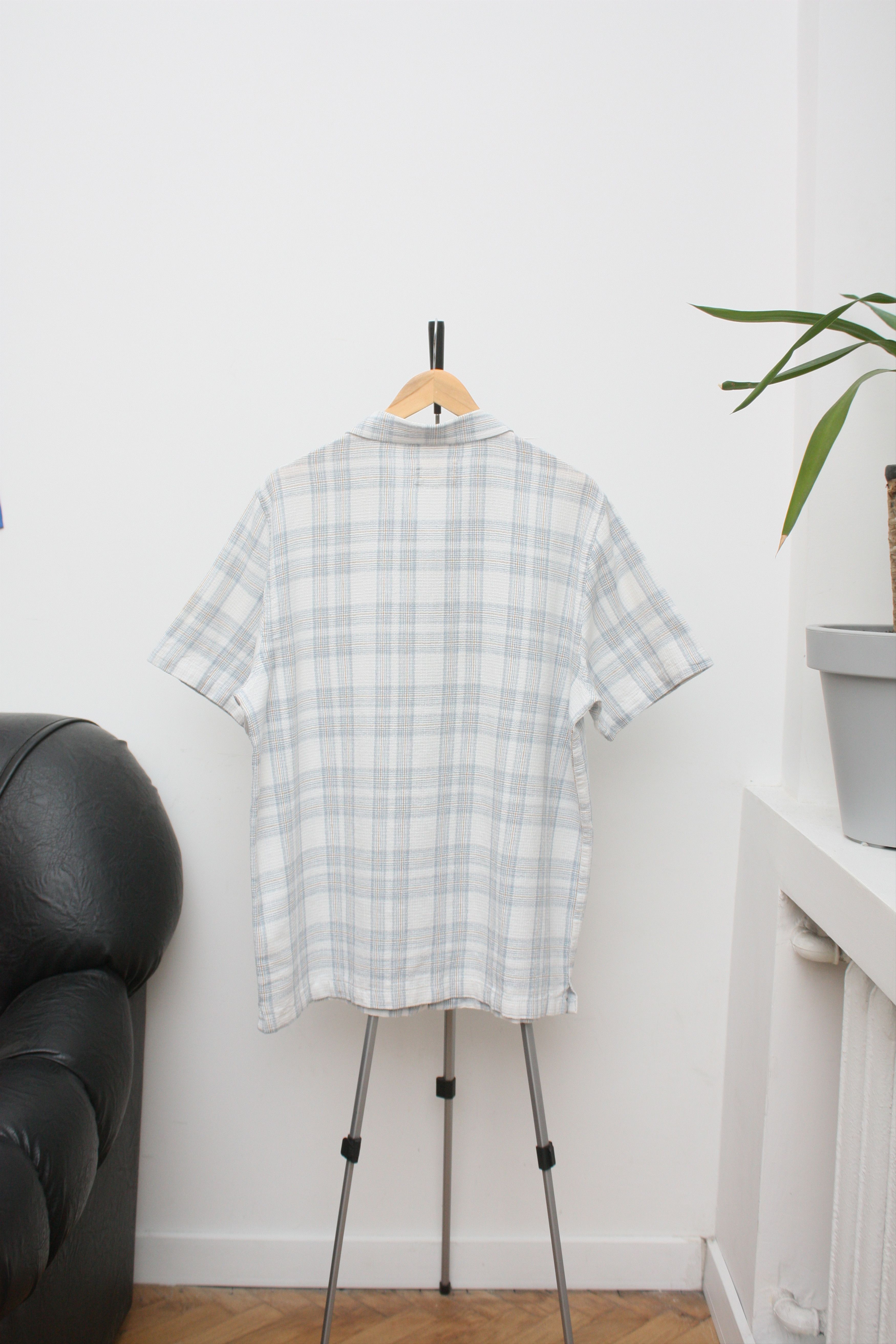 Folk Folk Linen White Blue Checkered Short Sleeve Shirt Size US L / EU 52-54 / 3 - 3 Thumbnail