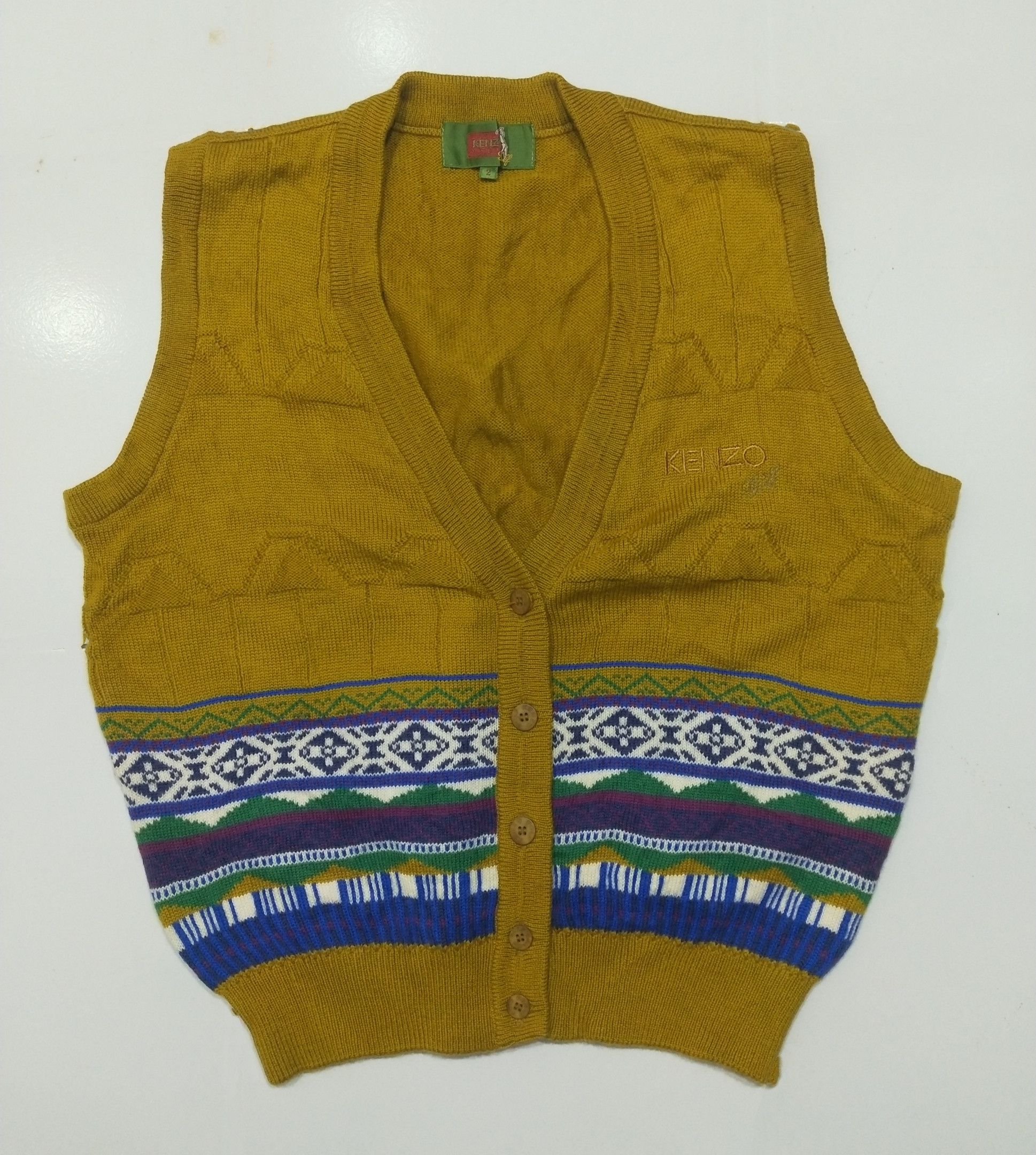Kenzo × Vintage Vtg KENZO Vest Knit Navajo Size US M / EU 48-50 / 2 - 1 Thumbnail