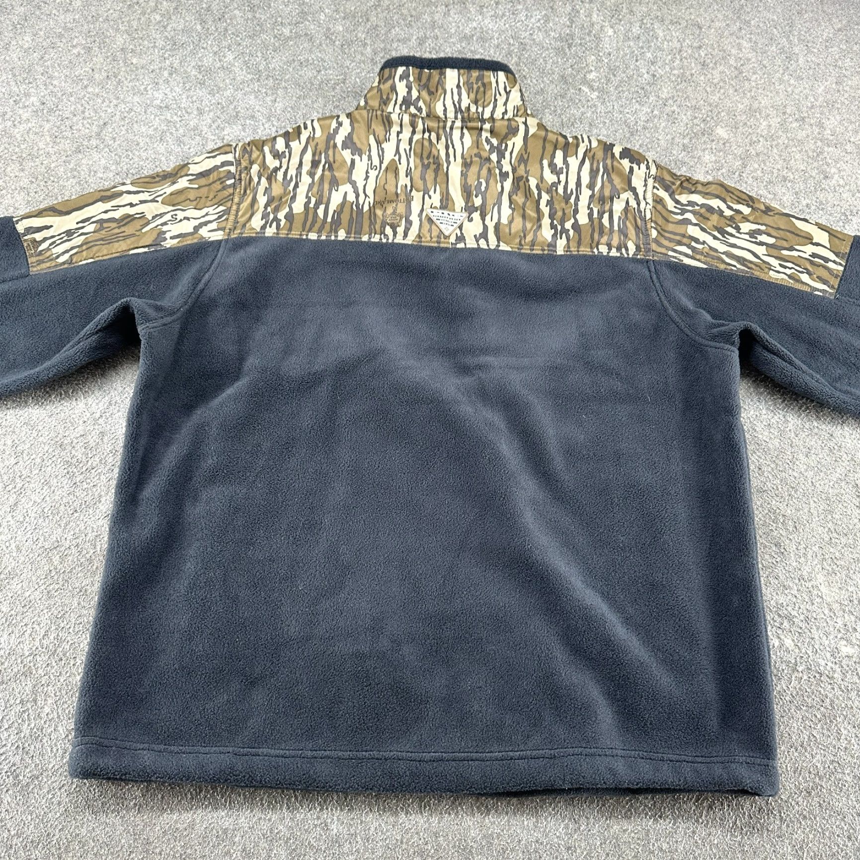 Vintage Columbia Pullover Mens XL Black Camo 1/4 Zip Bottomlands PHG Fleece Overlay Sweatshirt Size US XL / EU 56 / 4 - 6 Thumbnail