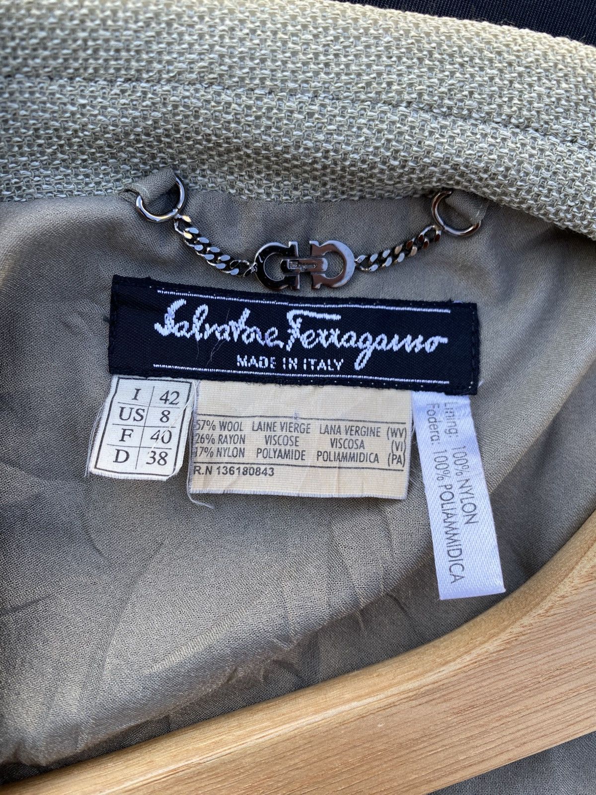 Salvatore Ferragamo Vintage 90s Salvatore Ferragamo Classic Collar Wool Coat Size 34R - 12 Thumbnail