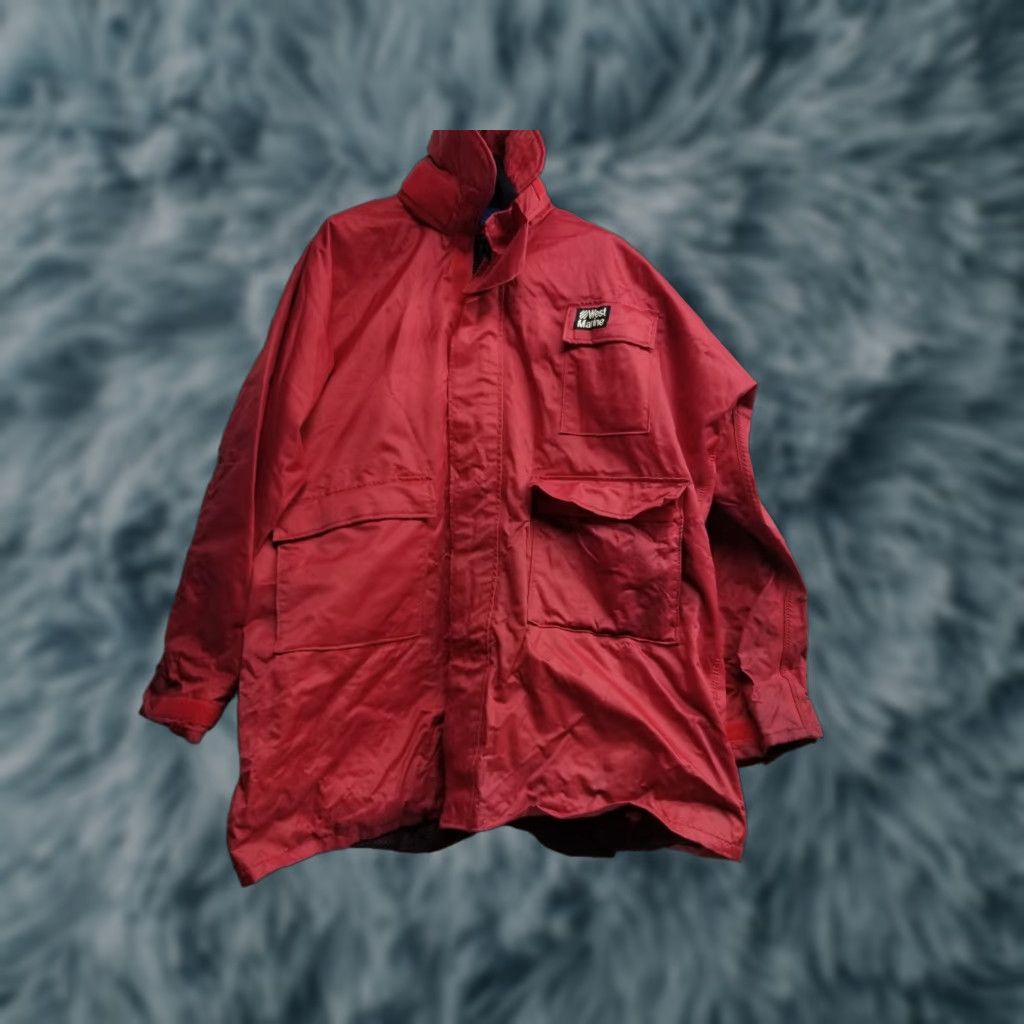 Nautica VINTAGE West Marine Nautical Gear Mens Jacket Windbreaker Water Resistant Red XL Mid-Length Classic Size US XL / EU 56 / 4 - 1 Thumbnail