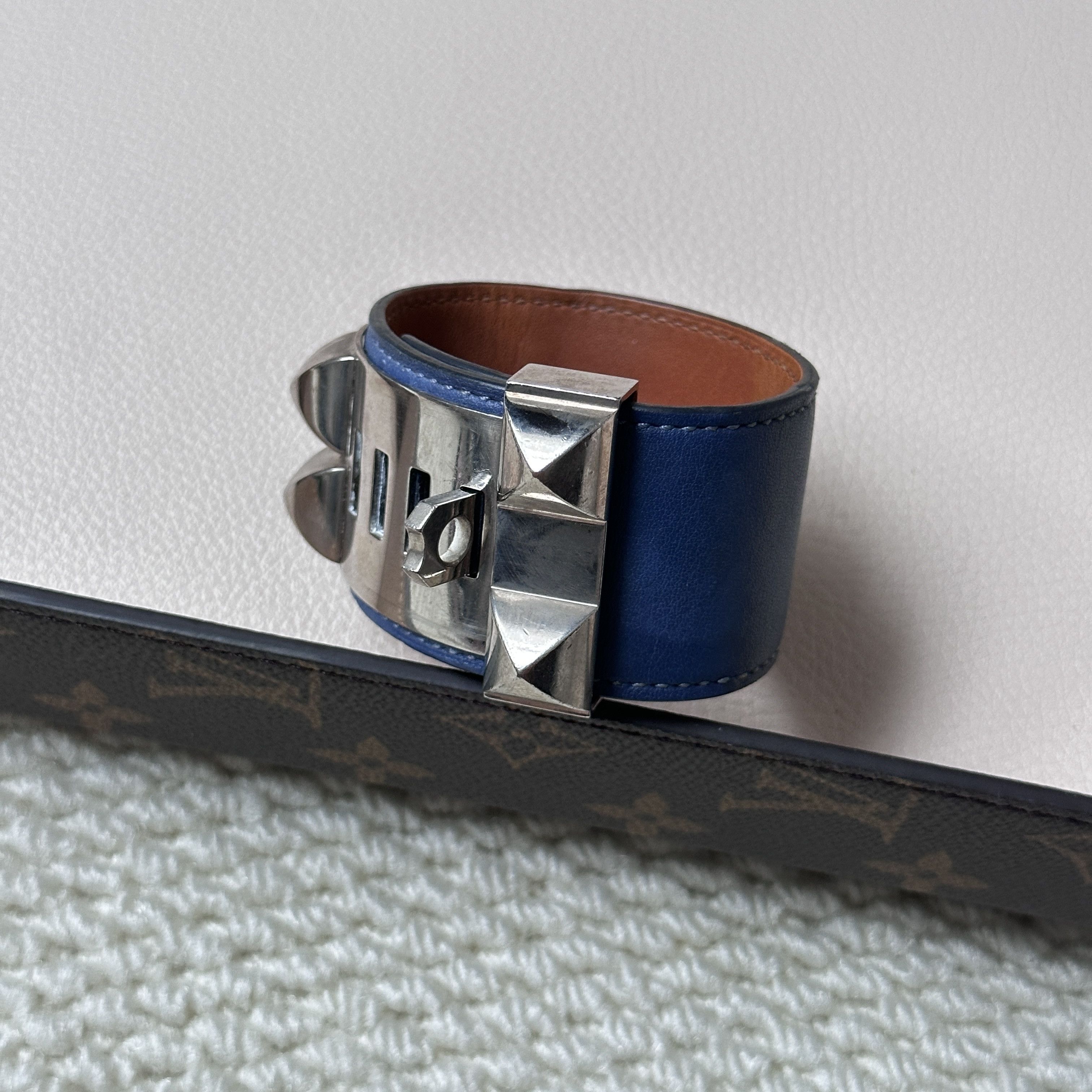 Hermes HERMÈS BLUE LEATHER COLLIER DE CHIEN BRACELET Size ONE SIZE - 2 Thumbnail