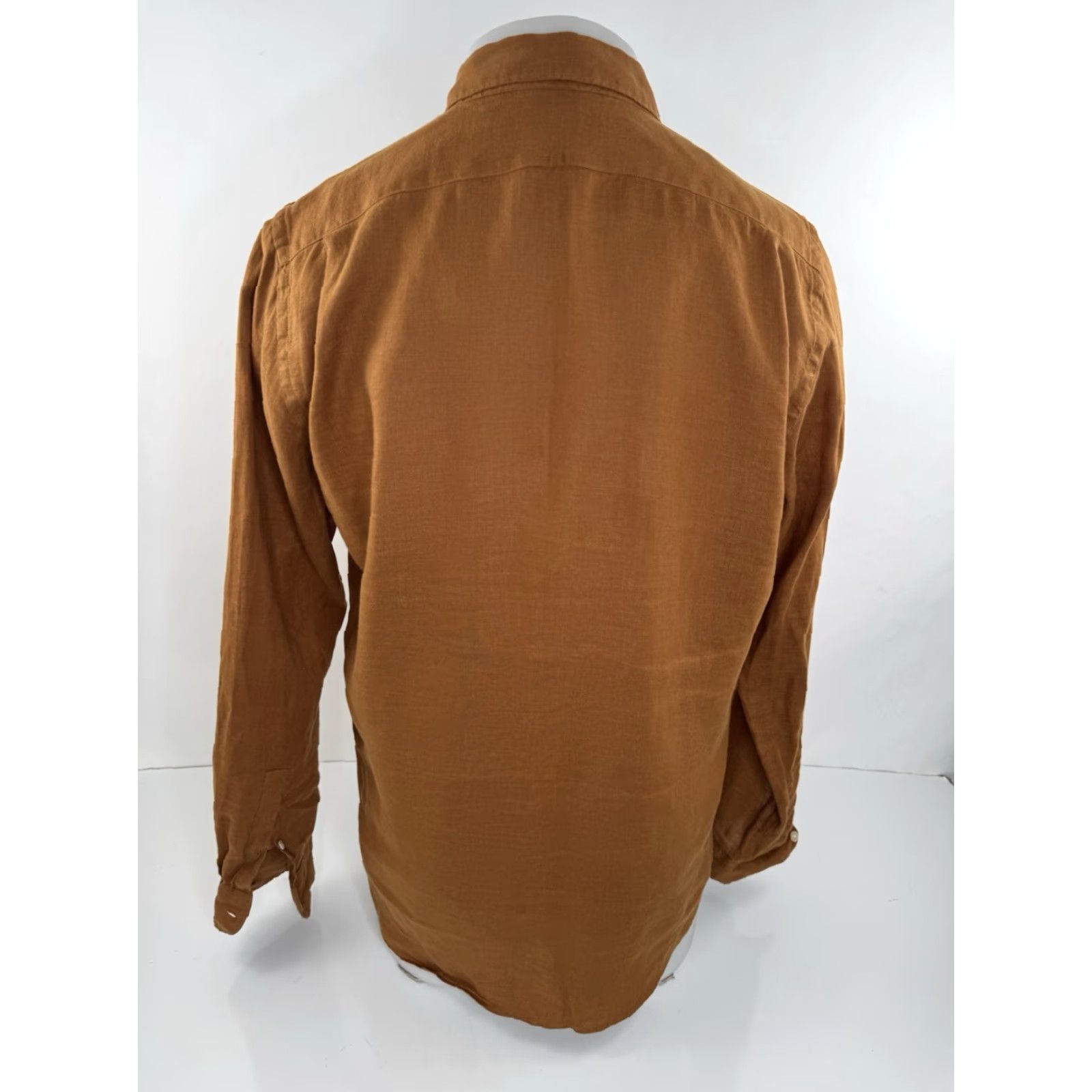 Paul Smith PAUL SMITH Linen Tailored Fit Mens M Shirt Rust Brown Long Sleeve Button-Up COT? Size US M / EU 48-50 / 2 - 2 Thumbnail