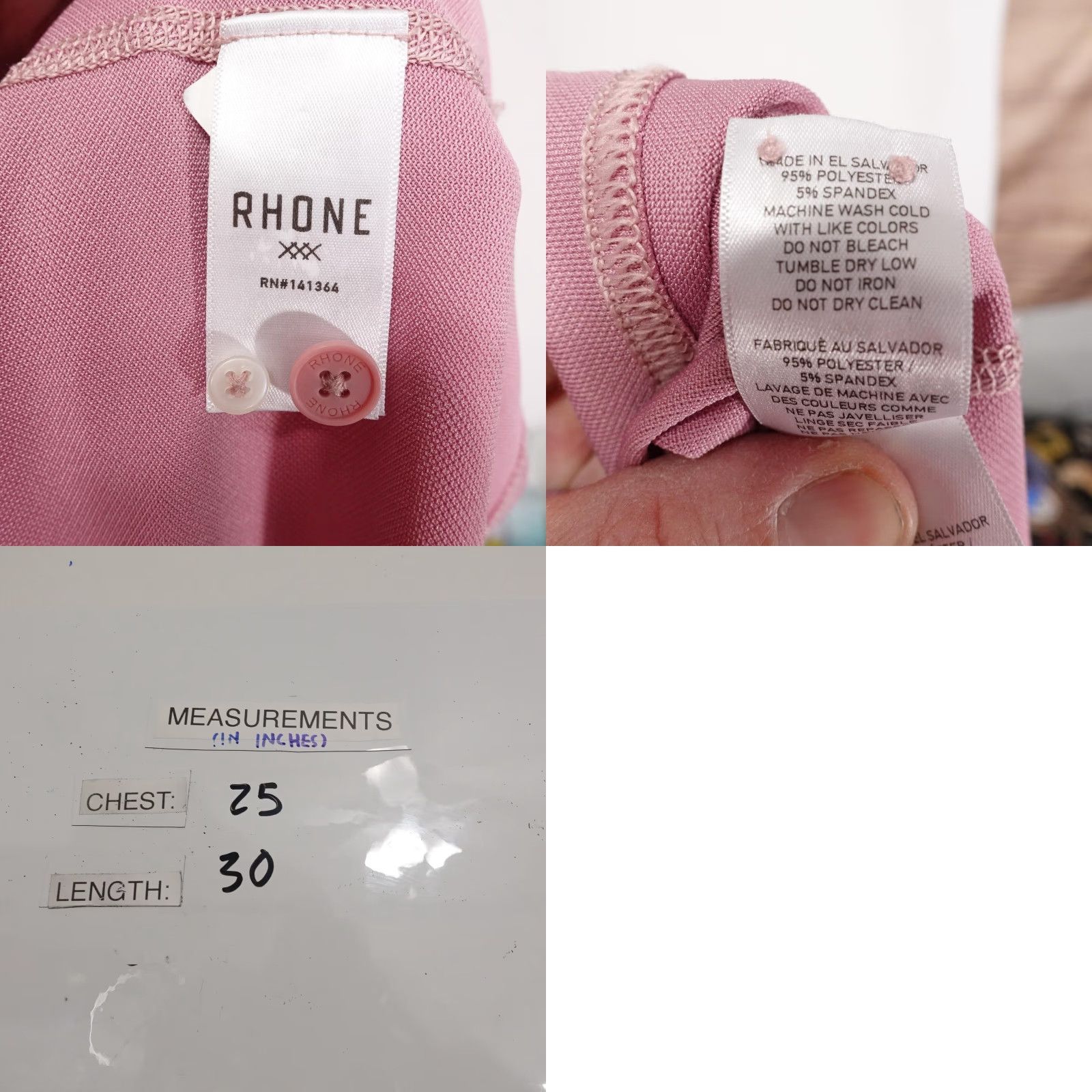 Rhone Rhone Polo Shirt Mens 2XL Pink Stretch Performance Tagless Knit Golf Casual Shirt Size US XXL / EU 58 / 5 - 8 Thumbnail