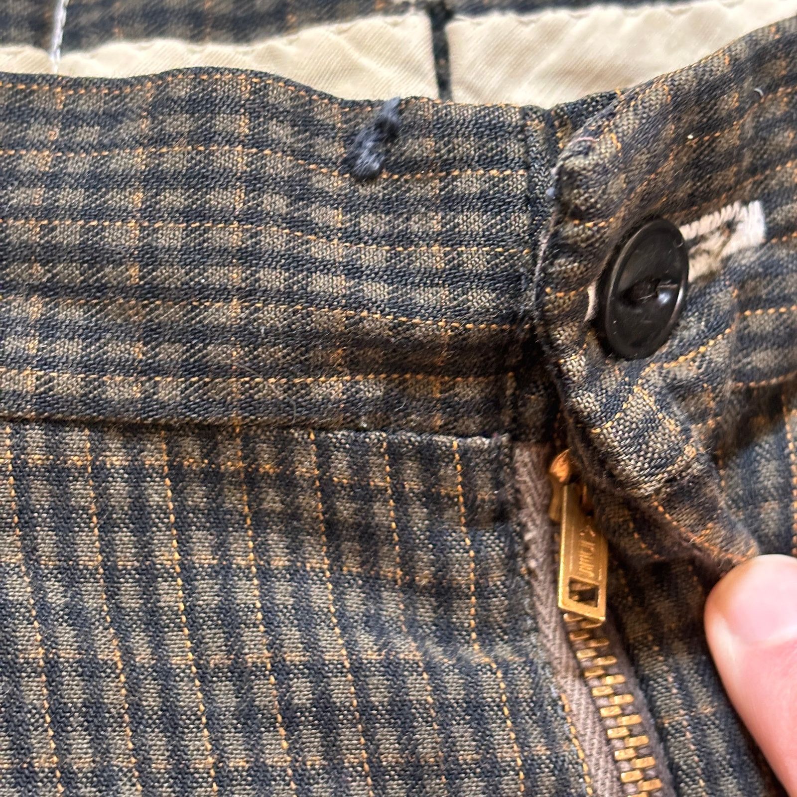 Vintage True vintage 1950s wool gabardine plaid patchwork trousers Size US 32 / EU 48 - 8 Thumbnail