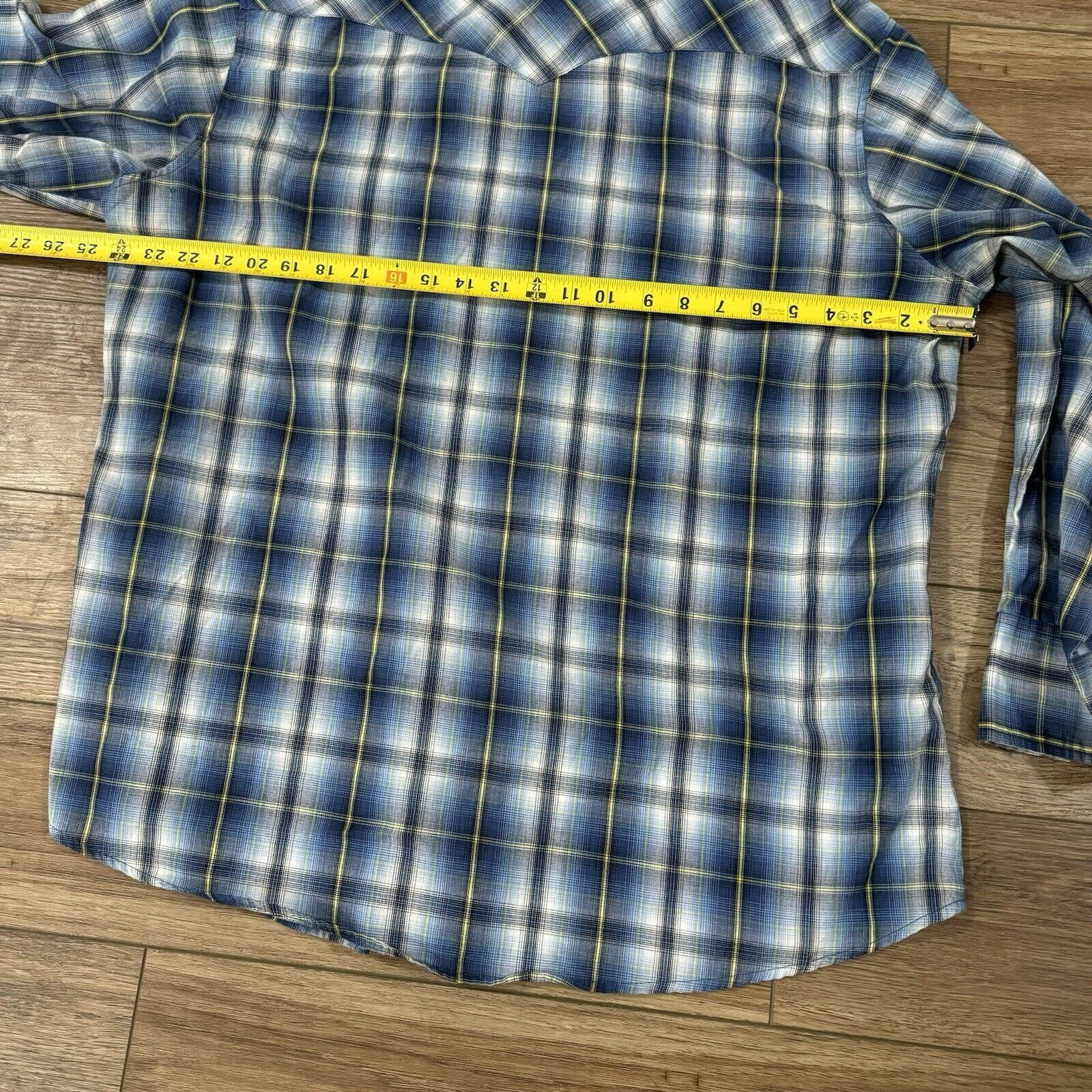 Wrangler Vintage 90s Wrangler Blue Plaid Snap Button Shirt Size US XL / EU 56 / 4 - 7 Thumbnail
