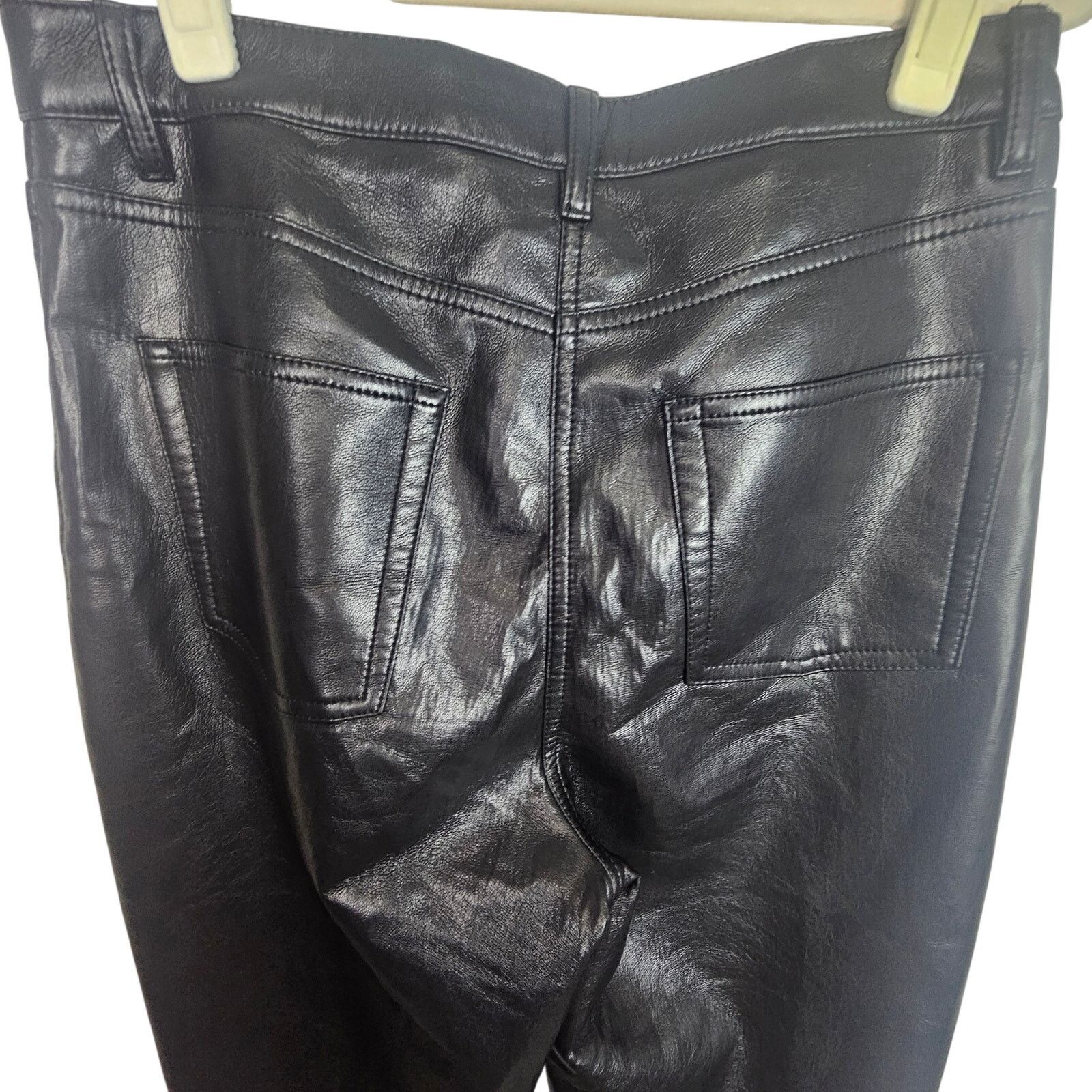Aritzia Wilfred Womens Black Faux Leather High Waist Pants 8 Chic Size 30" / US 8 / IT 44 - 7 Thumbnail