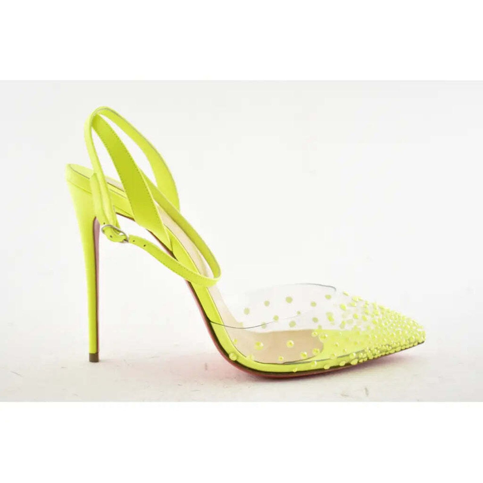 Christian Louboutin Spikaqueen 100 Yellow PVC Ankle Strap Sandal Heel Pump 35 Size US 5 / IT 35 - 2 Thumbnail