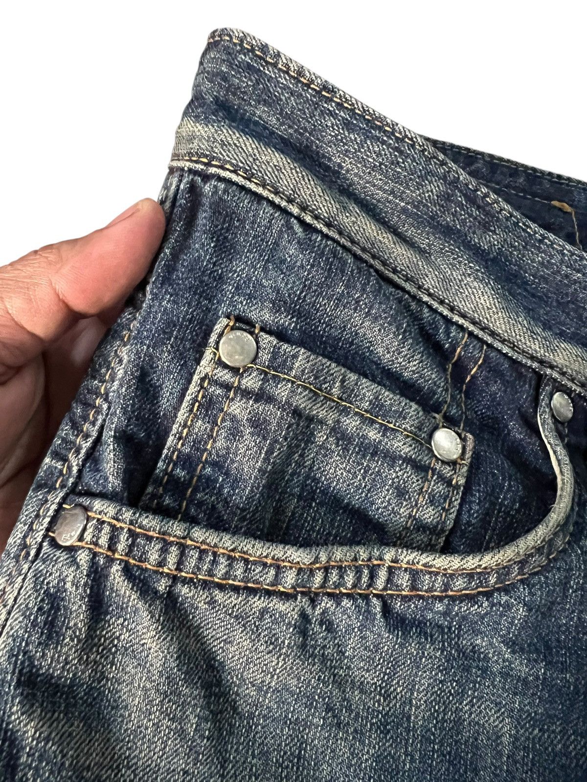 Edwin × If Six Was Nine × Le Grande Bleu (L.G.B.) 💥BAGGY💥VINTAGE EDWIN 503S DISTRESS MUD WASH JEANS Size US 31 - 7 Thumbnail